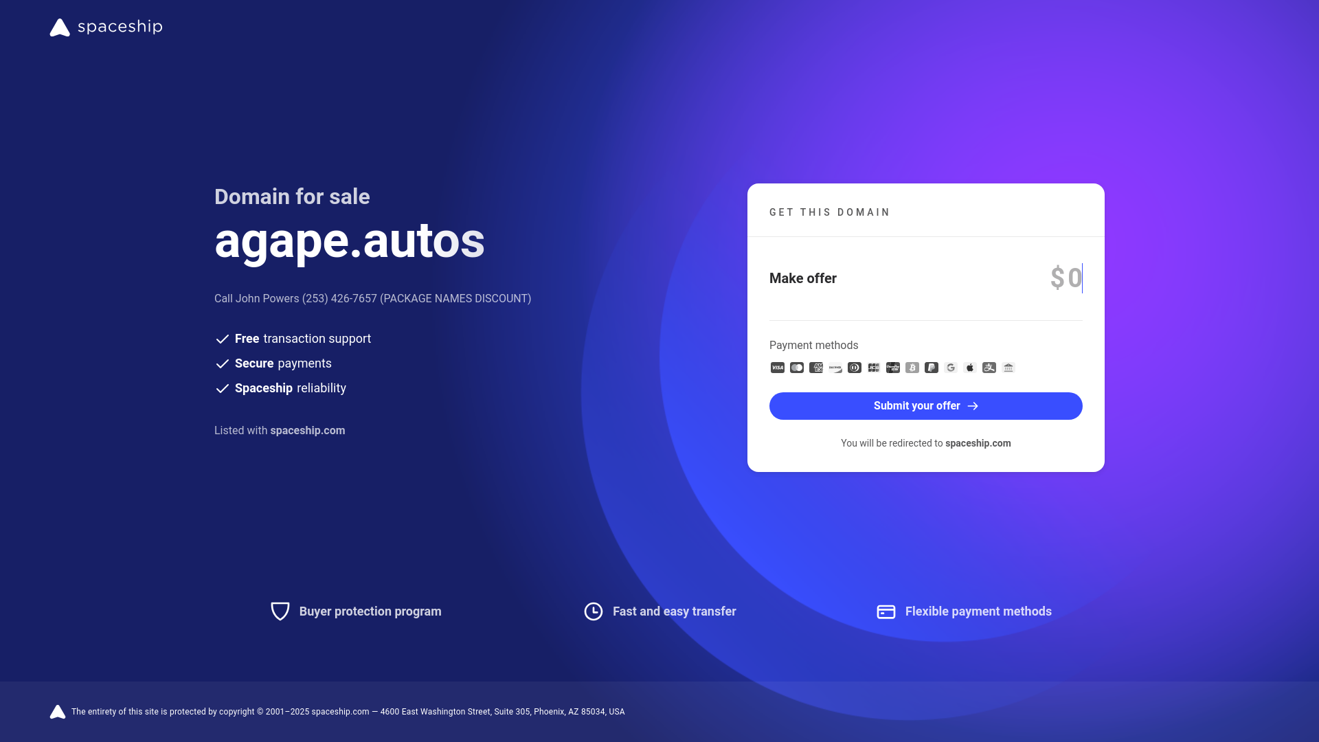 website screenshot of https://agape.autos/
