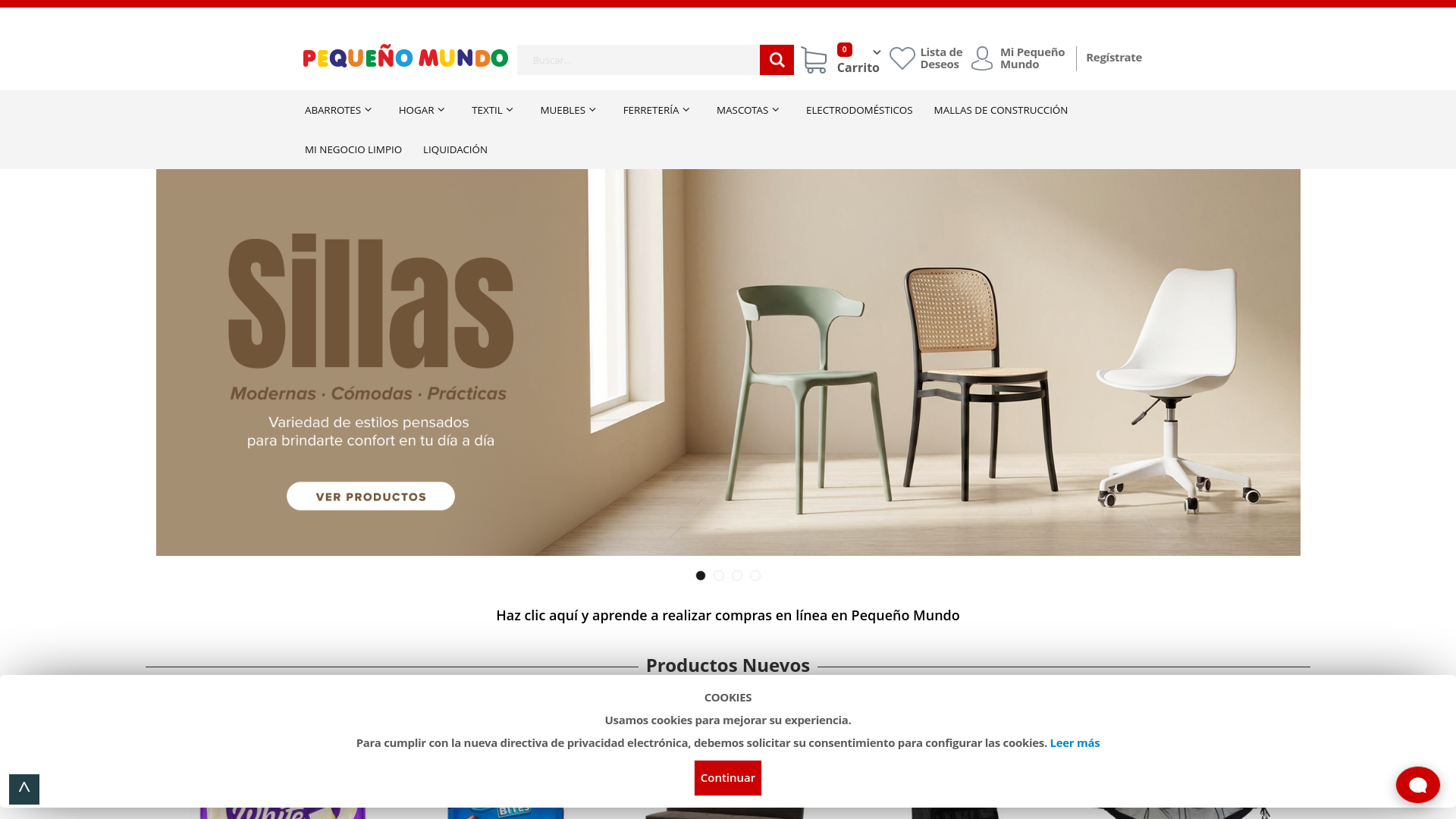 website screenshot of https://tienda.pequenomundo.com/