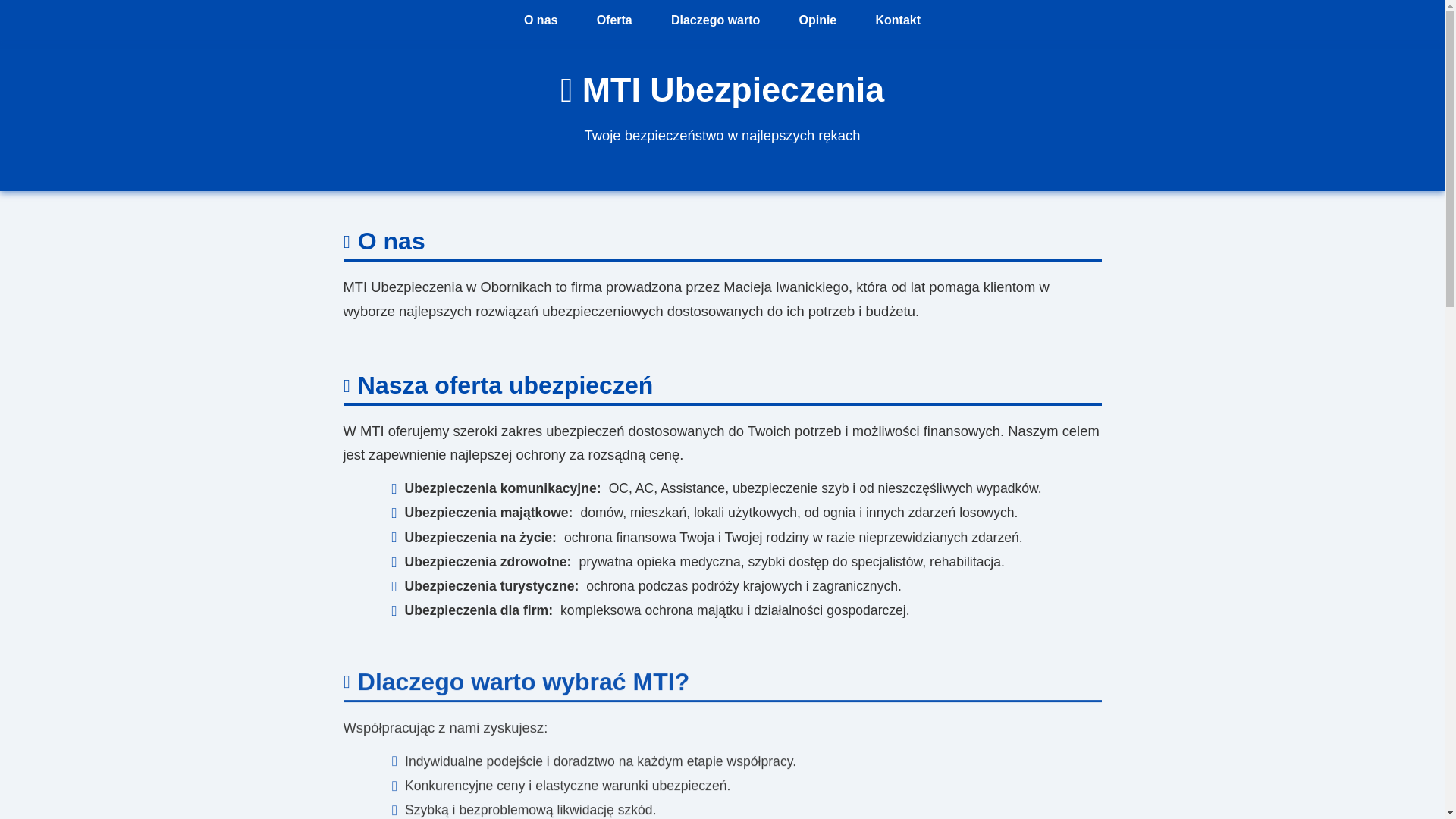website screenshot of https://mtiubezpieczenia.pl/