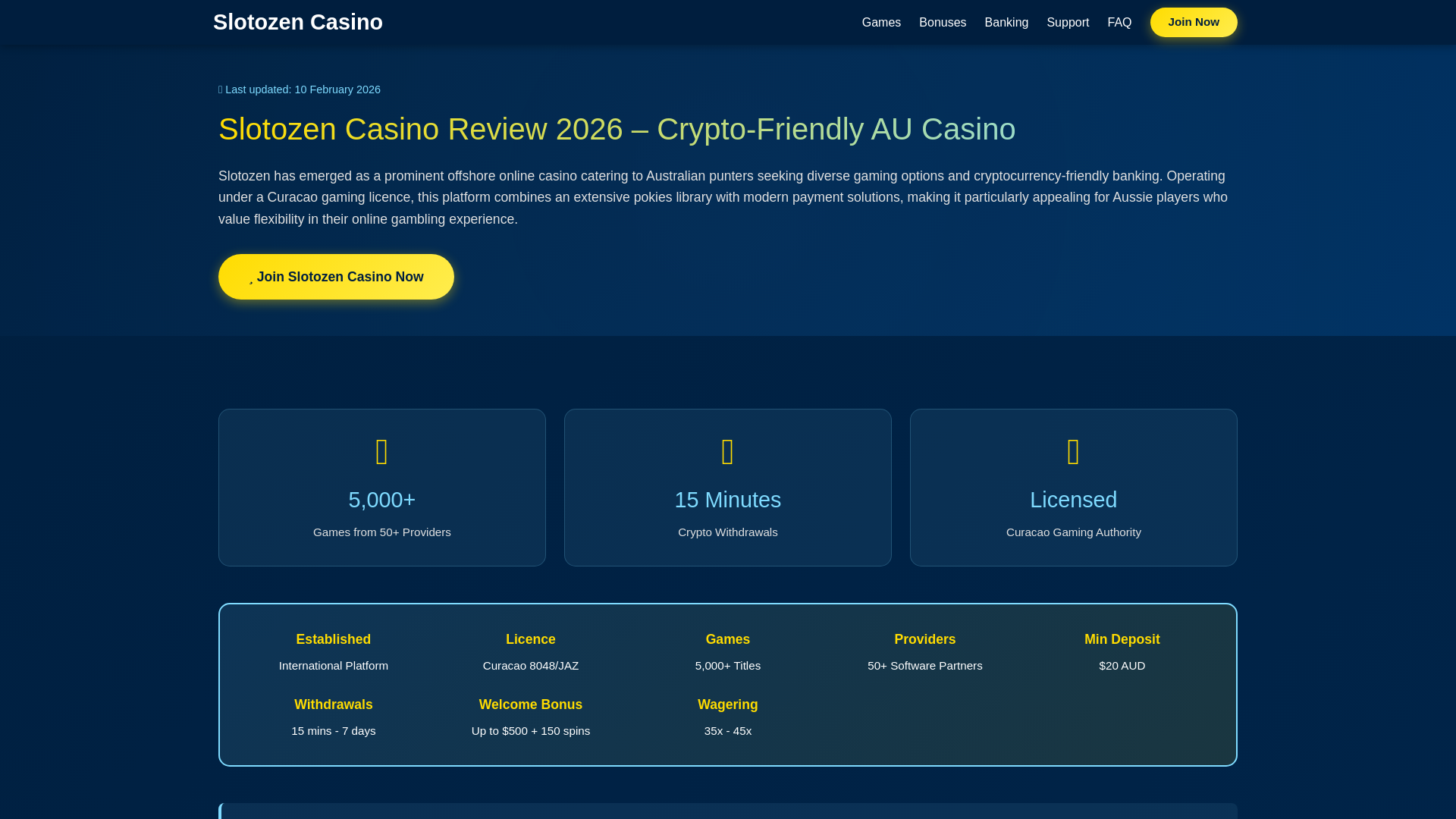 website screenshot of https://slotozen-pokies.com