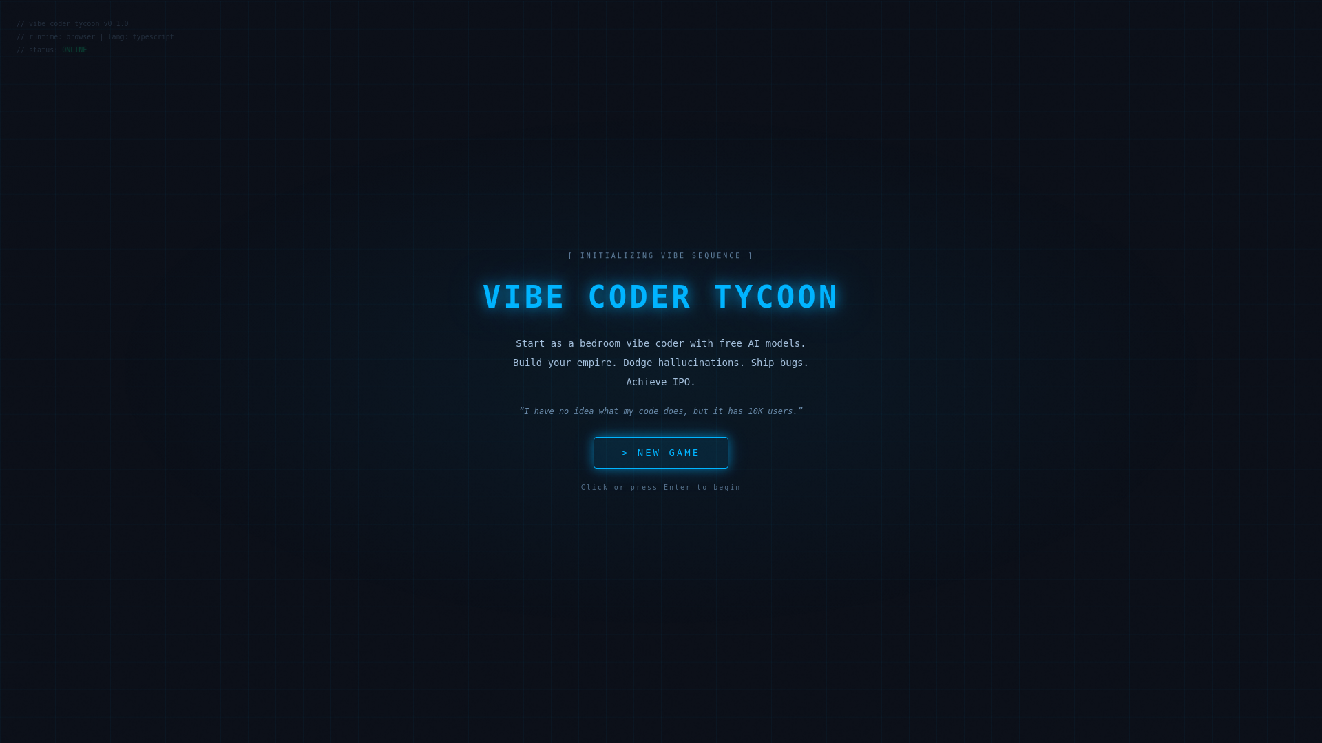 website screenshot of https://vibe-coder-tycoon.pages.dev/