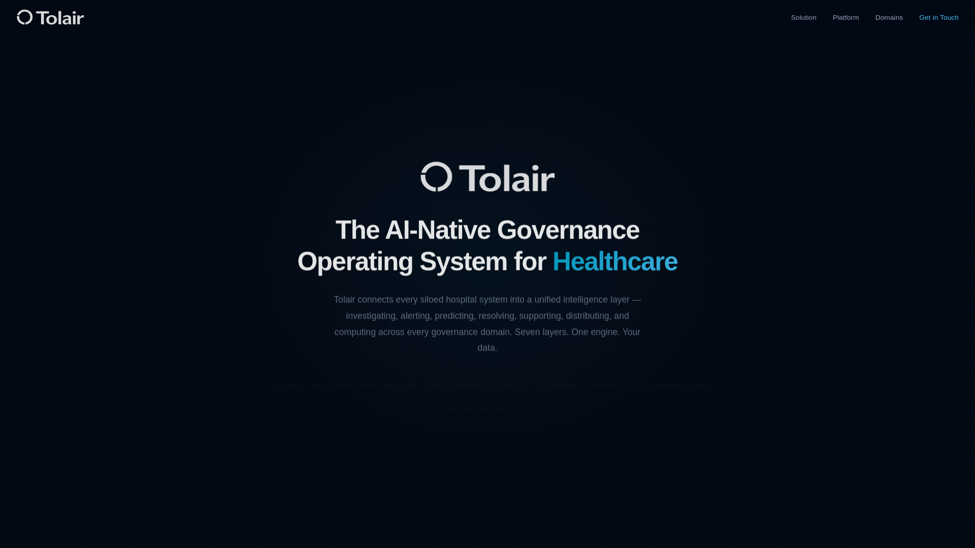 website screenshot of https://tolairai.com/