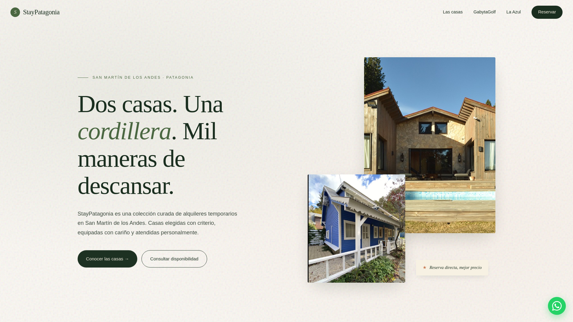 website screenshot of https://staypatagoniarentals.com/