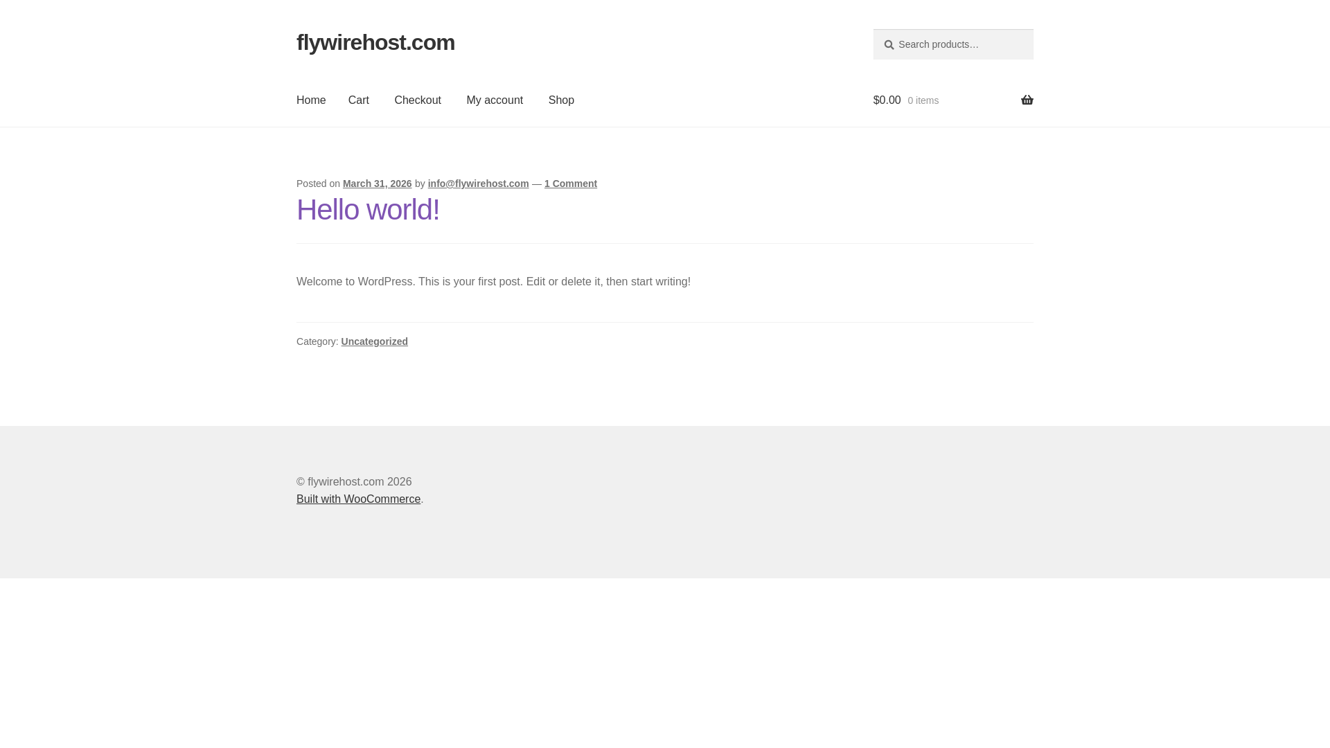 website screenshot of https://flywirehost.com