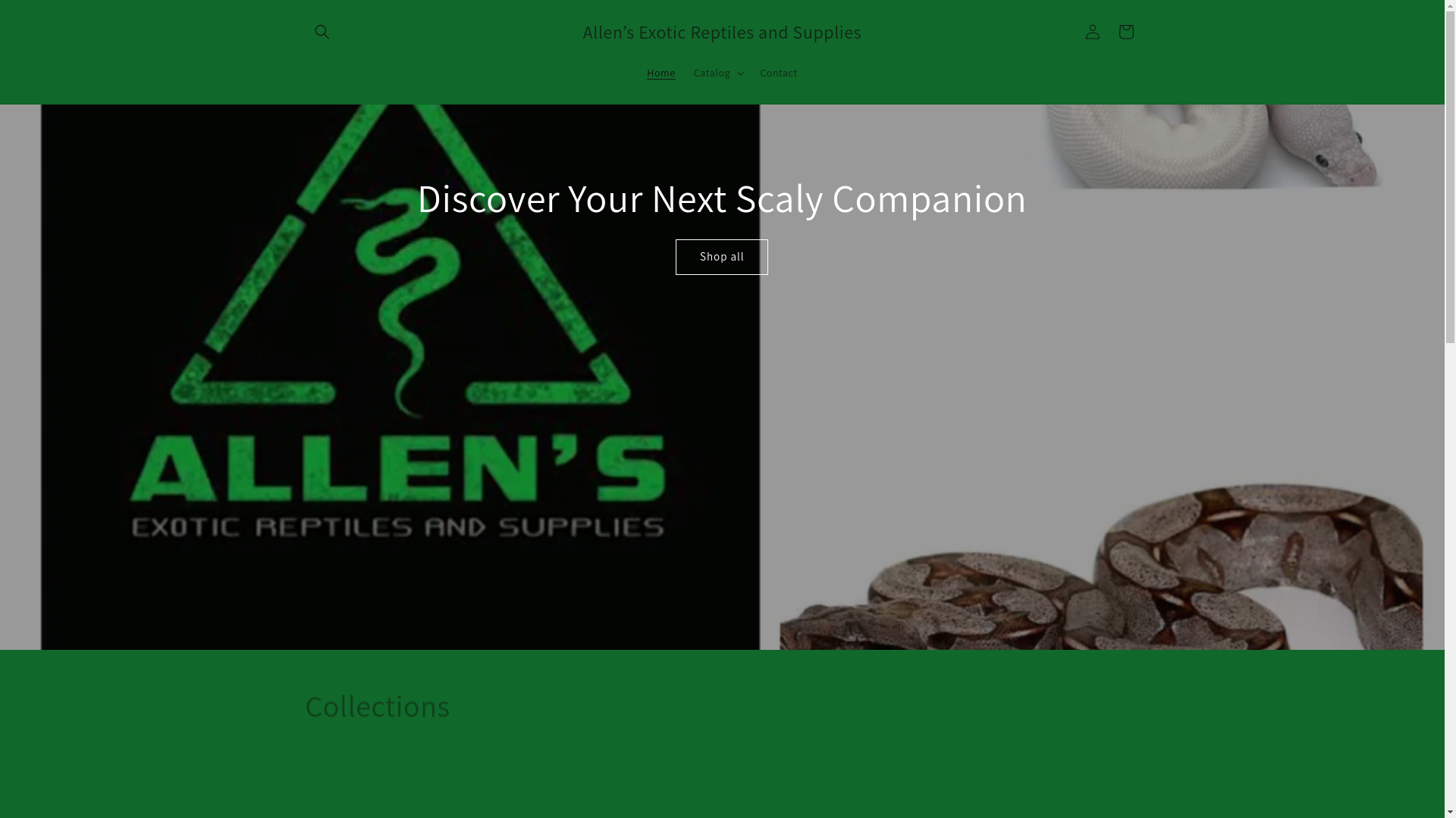 website screenshot of https://allensexoticreptilesandsupplies.com/