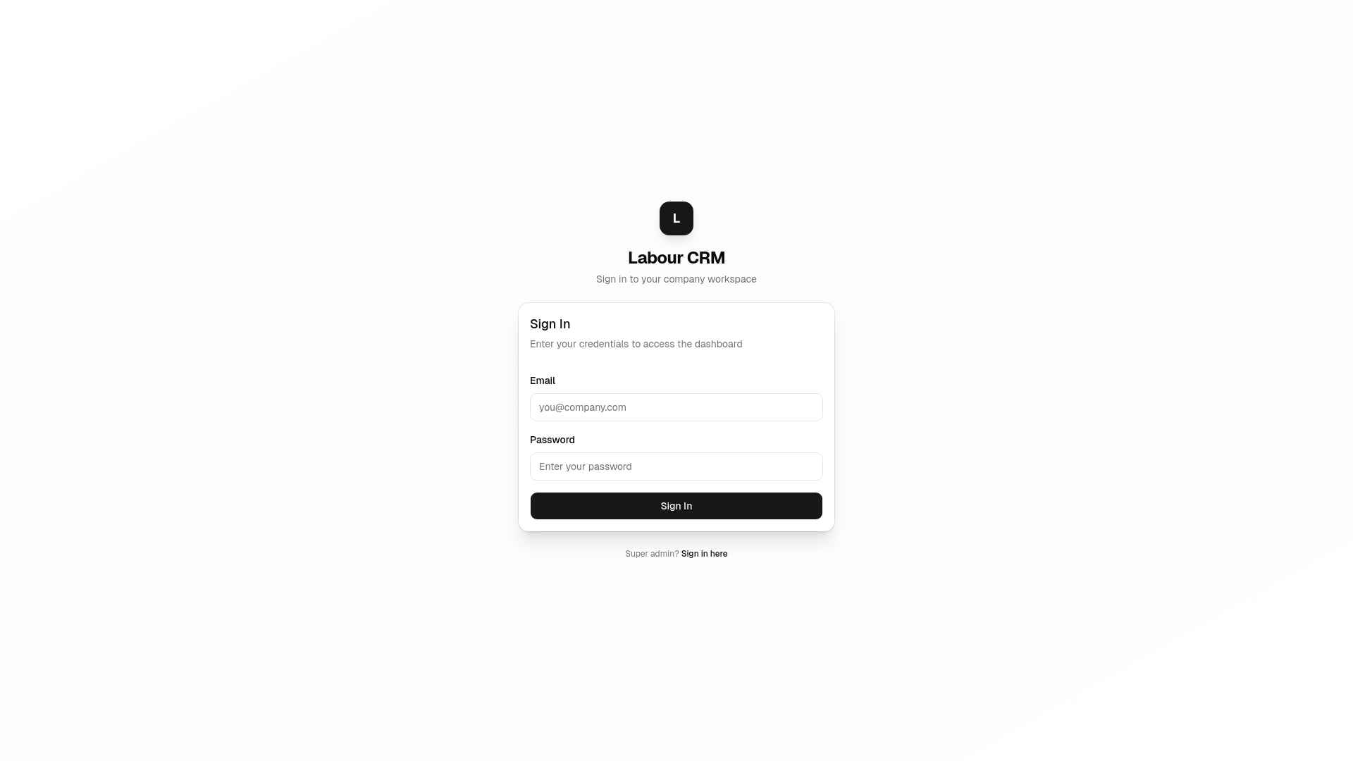website screenshot of https://labour-crm.pages.dev/
