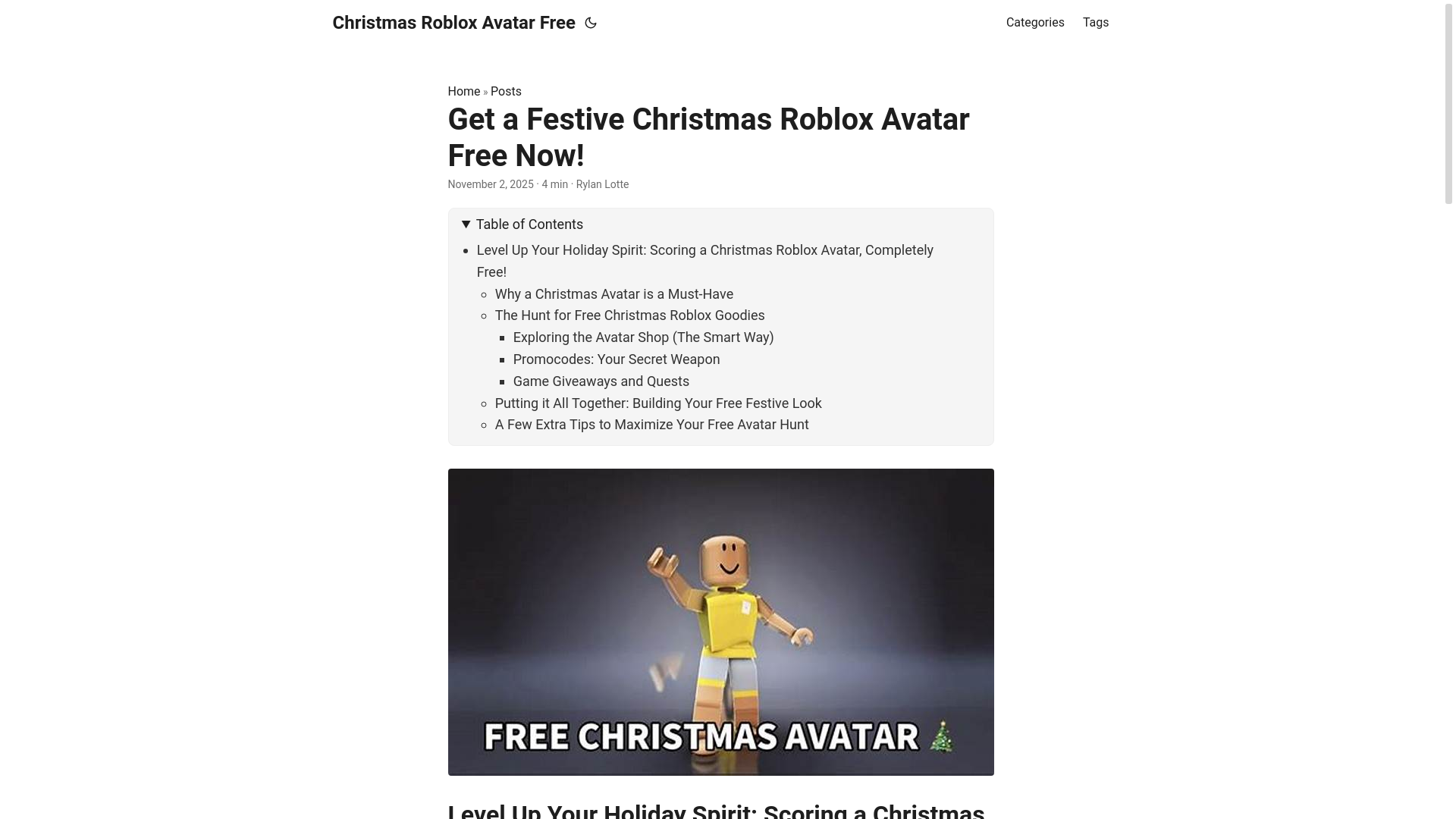 website screenshot of https://christmas-roblox-avatar-free.pages.dev/