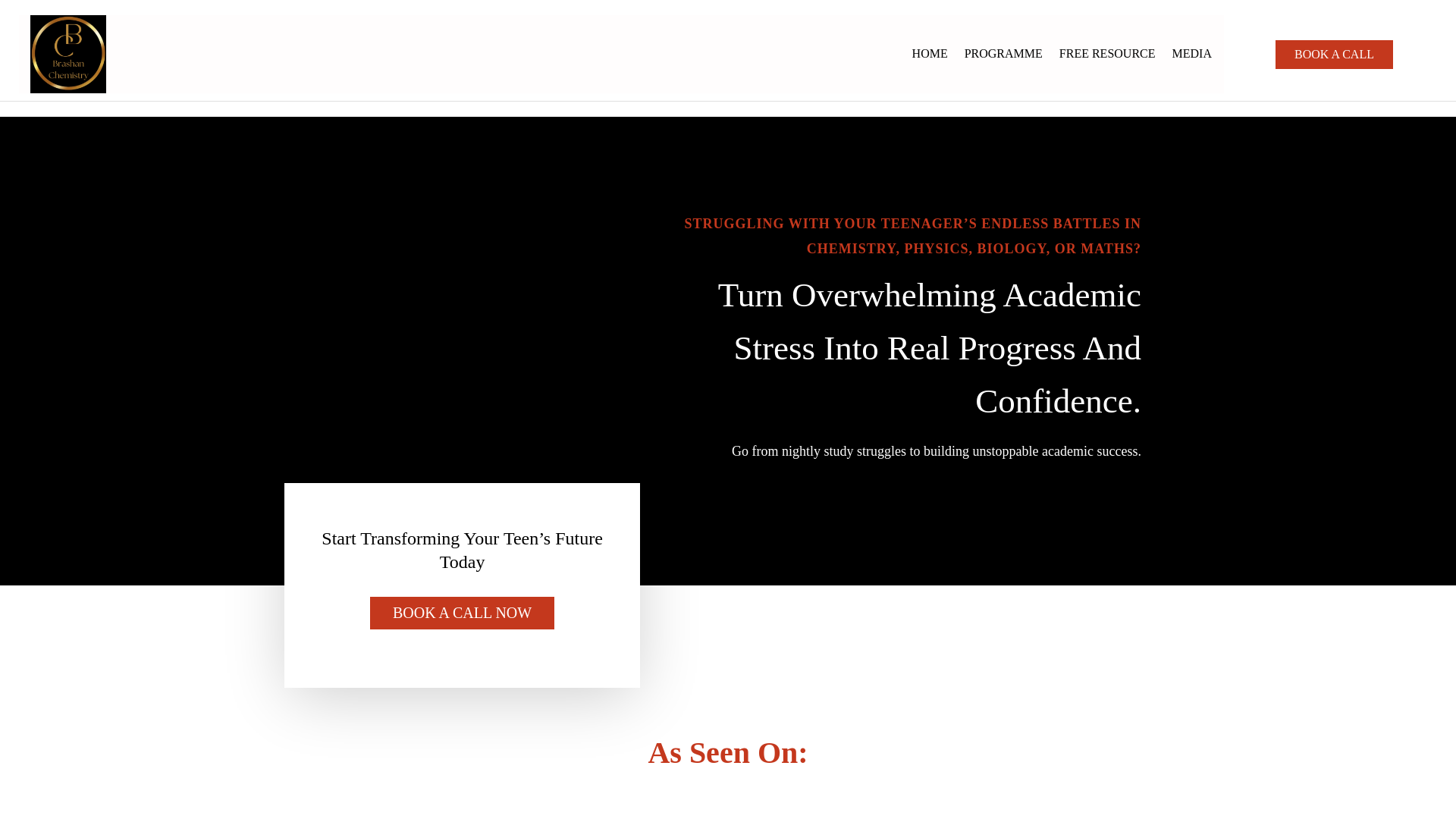 website screenshot of https://brashanchemistry.co