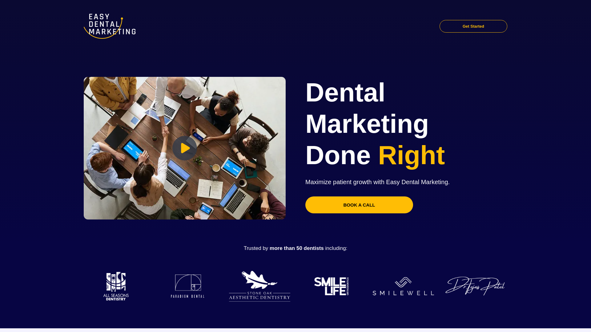 website screenshot of https://easydentalmarketingascend.com/
