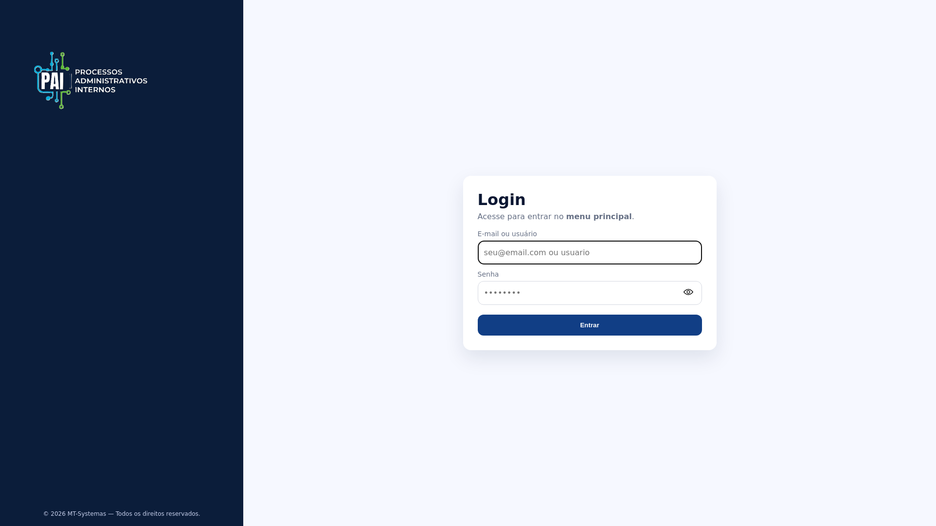 website screenshot of https://processosinternos.com.br/