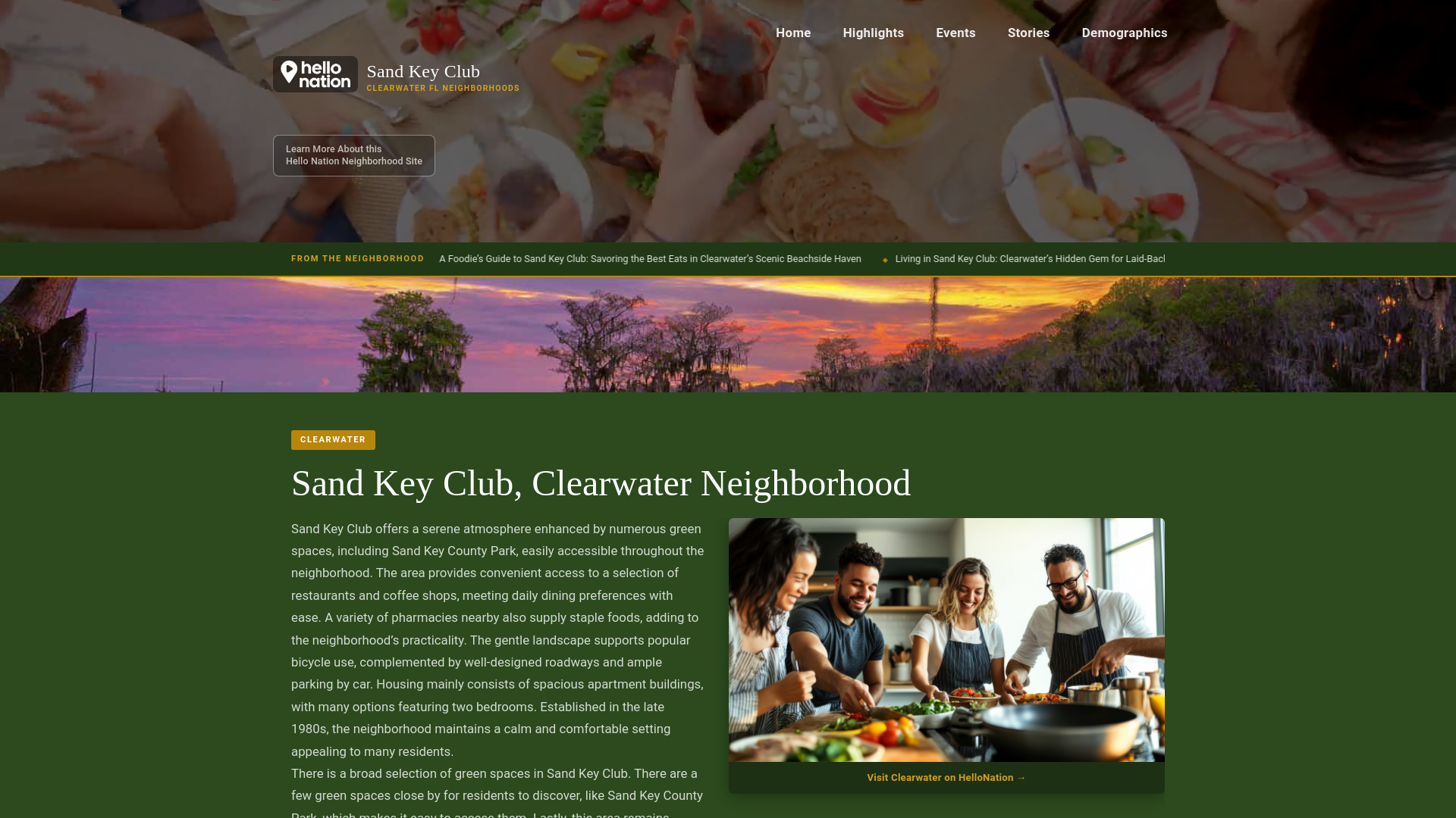 website screenshot of https://sandkeyclubclearwaterneighborhood.org/