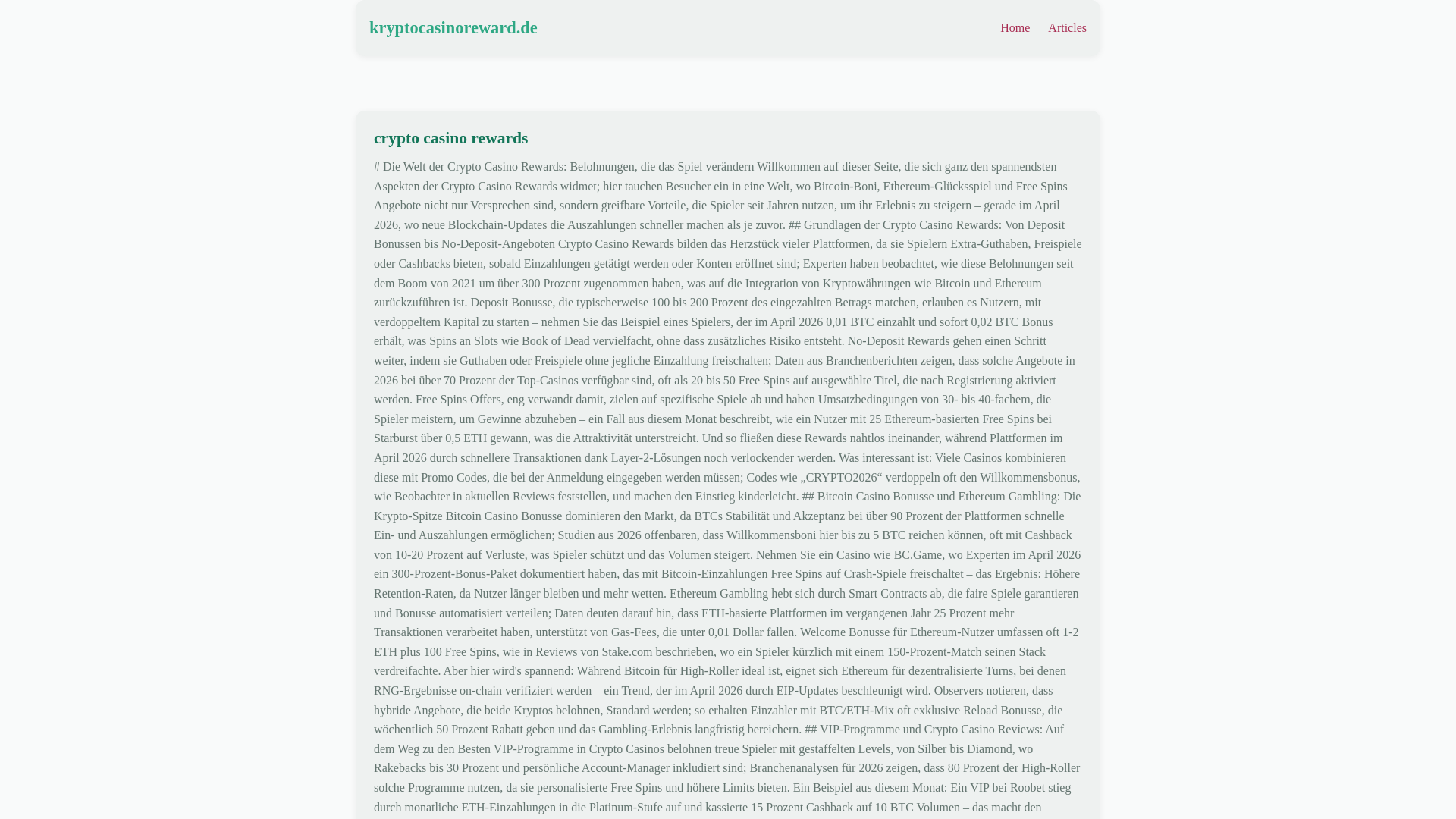 website screenshot of https://kryptocasinoreward.de/