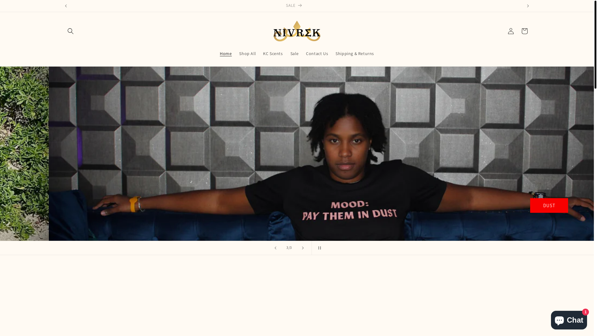 website screenshot of https://houseofnivrek.com/