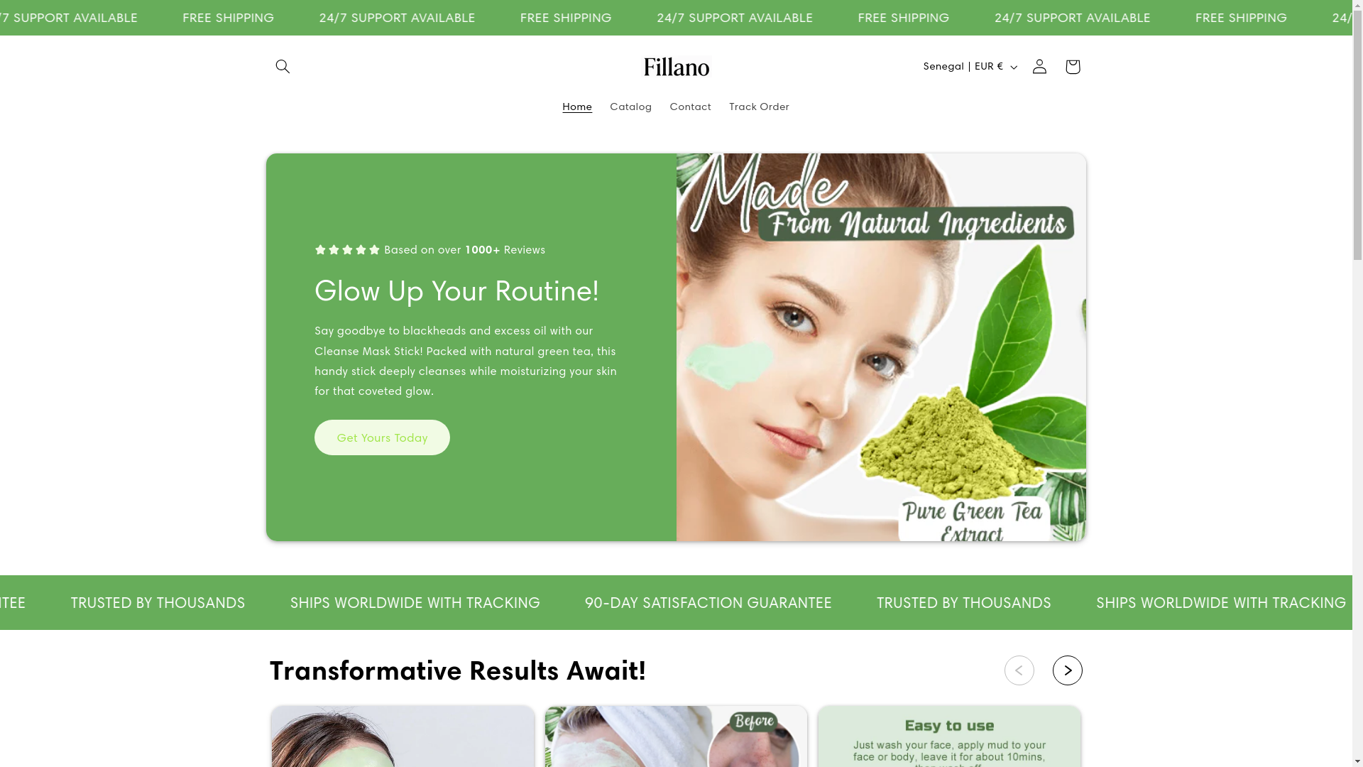 website screenshot of https://fillano.store/