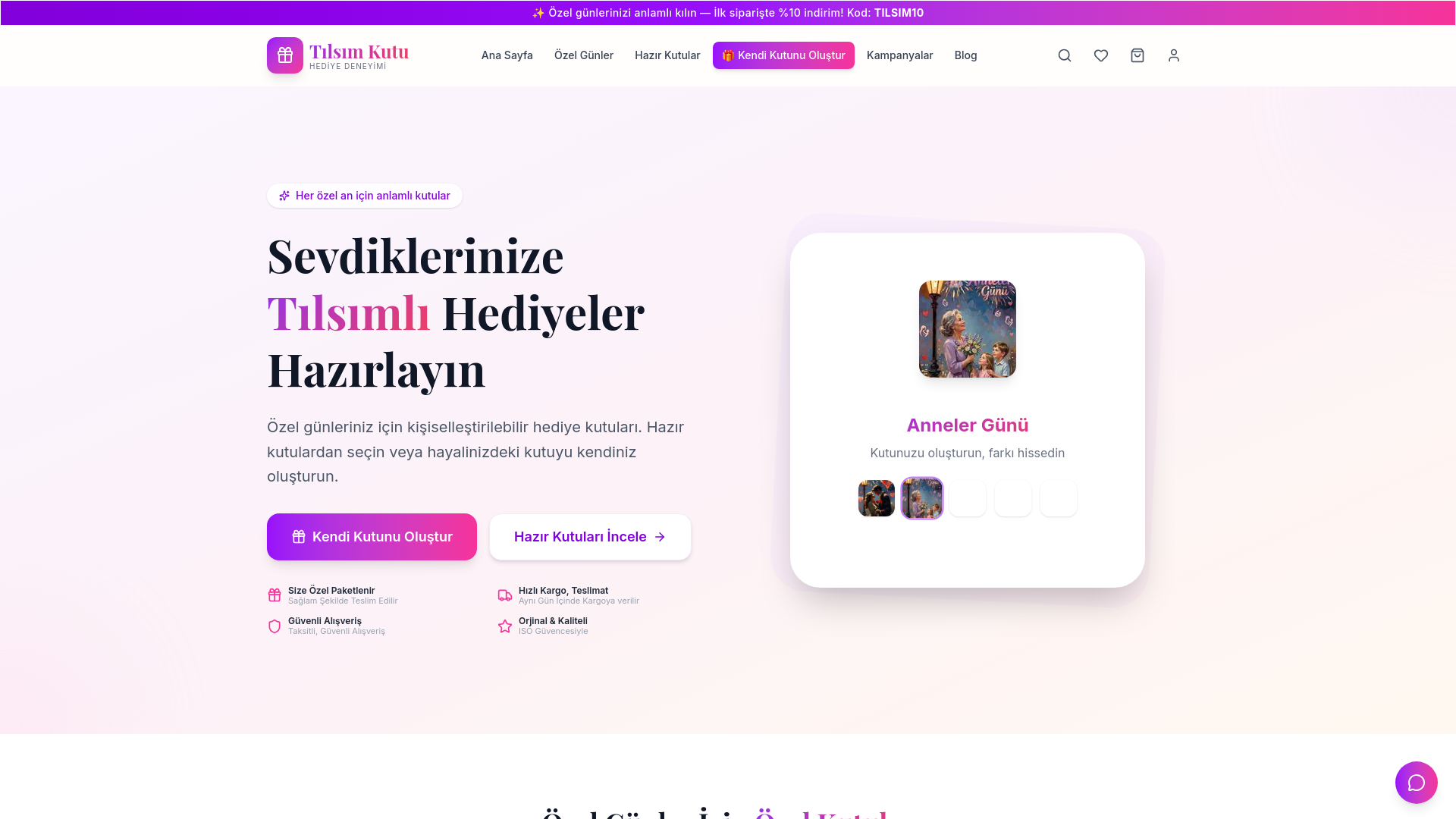 website screenshot of https://tilsimkutu.com/