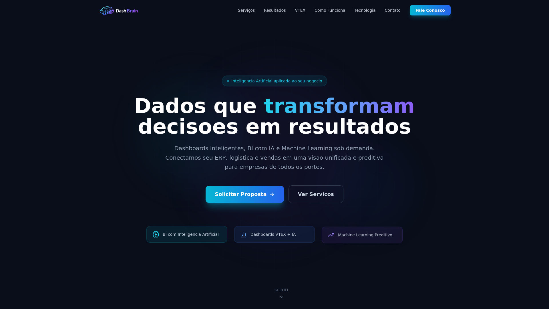 website screenshot of https://dashbrain.com.br/