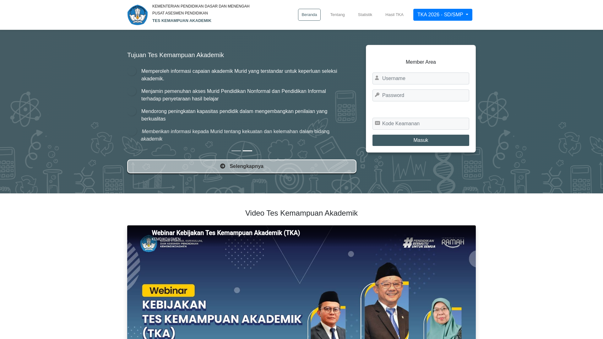 website screenshot of https://tka.kemendikdasmen.go.id/