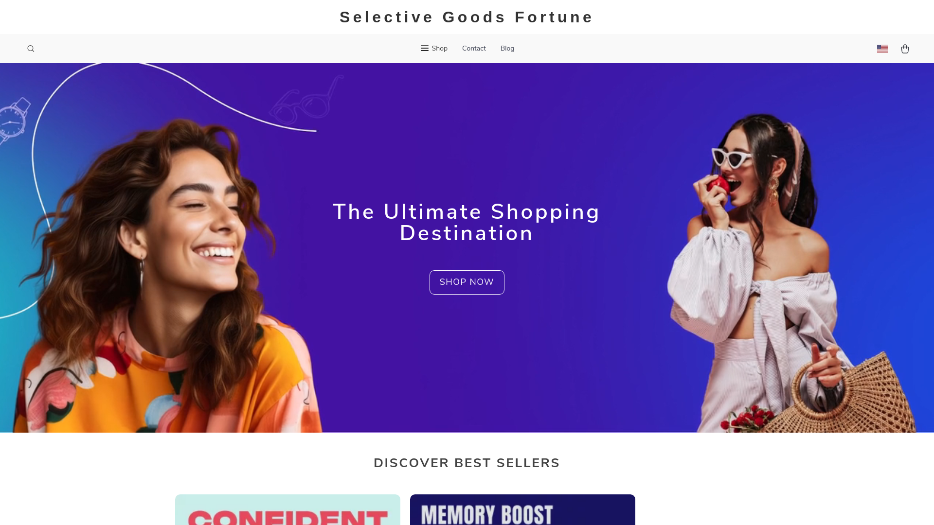 website screenshot of https://selectivegoodsfortune.shop/