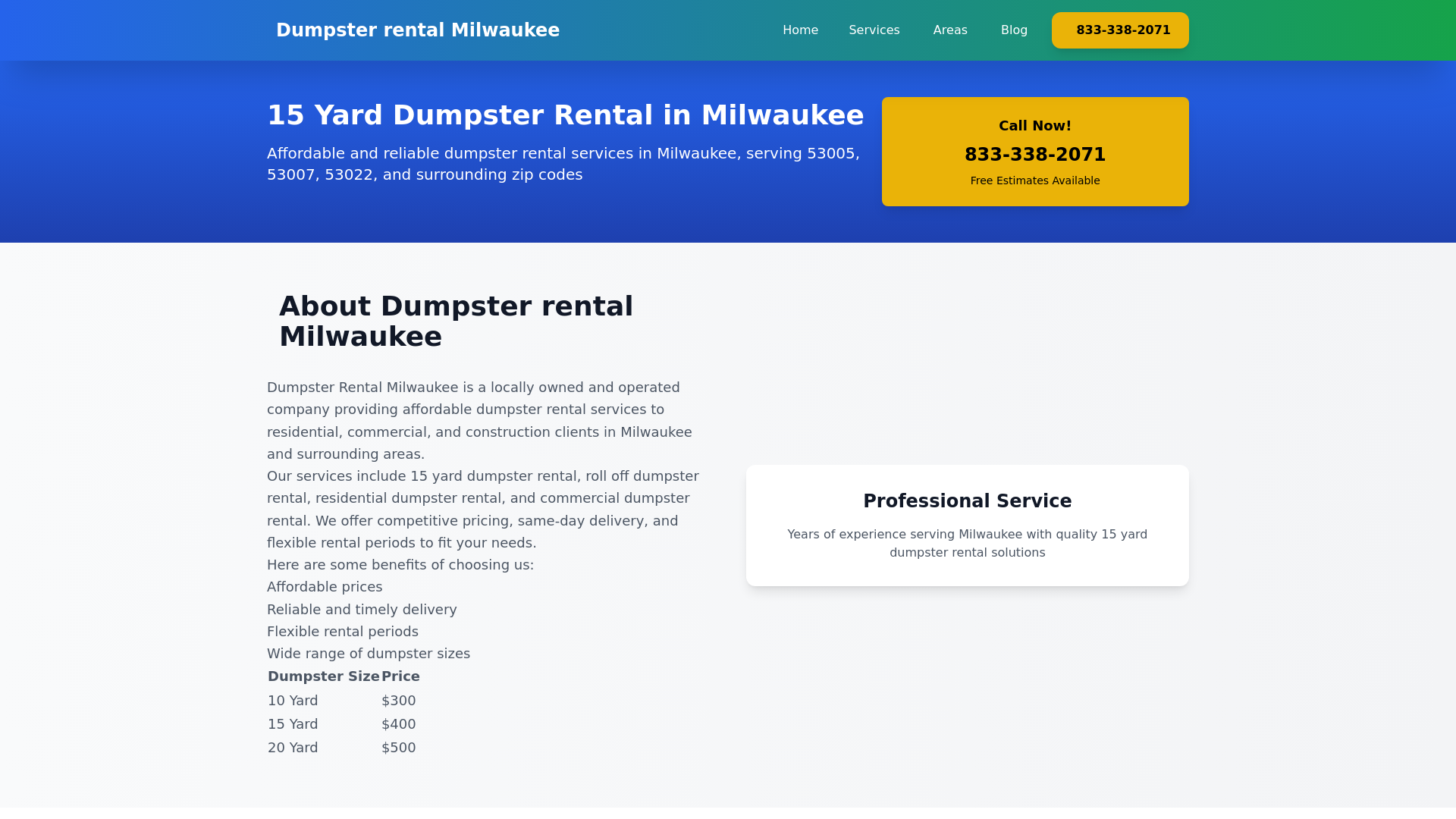 website screenshot of https://15-yard-dumpster-rental-milwaukee.pages.dev/