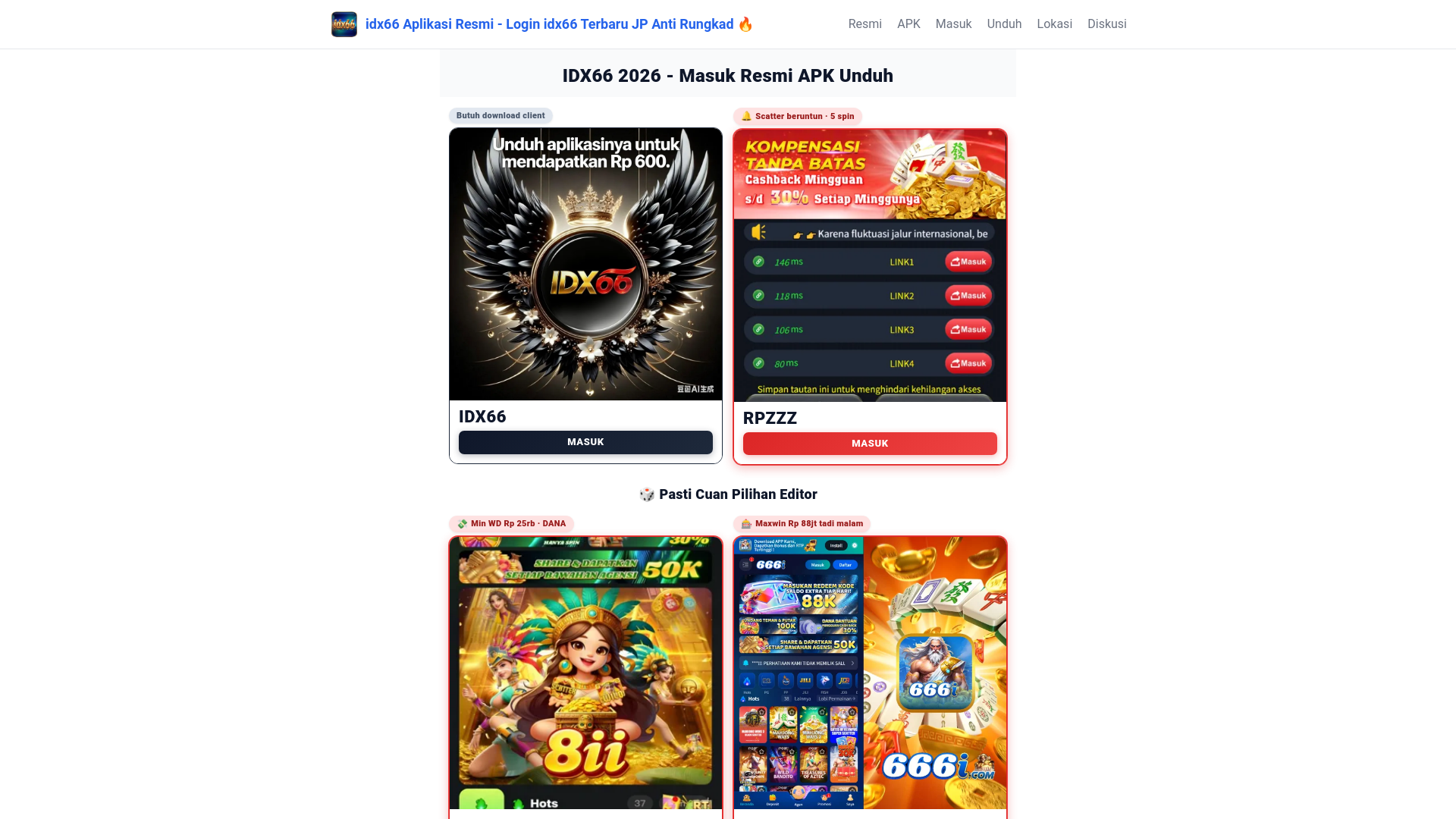 website screenshot of https://idx66aplikasi.com/