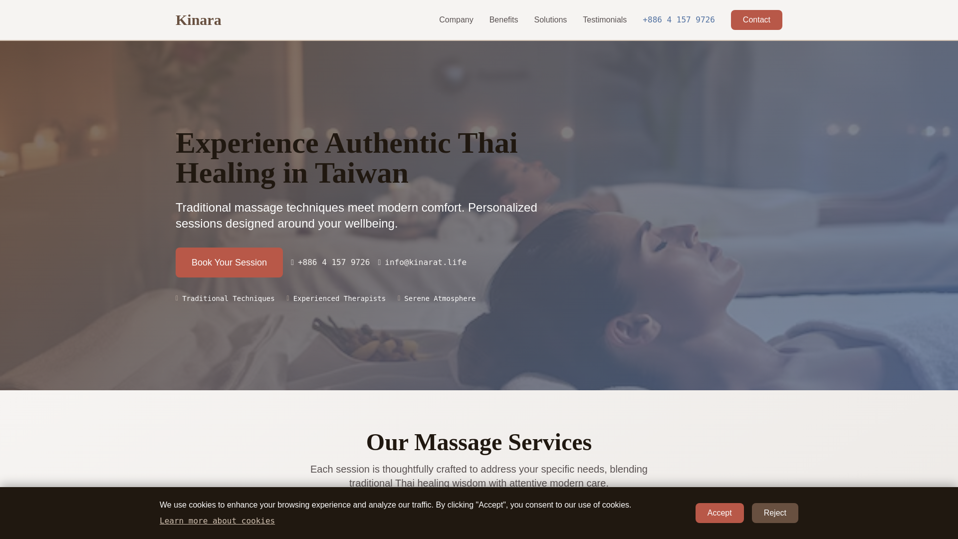 website screenshot of https://kinarat.life/