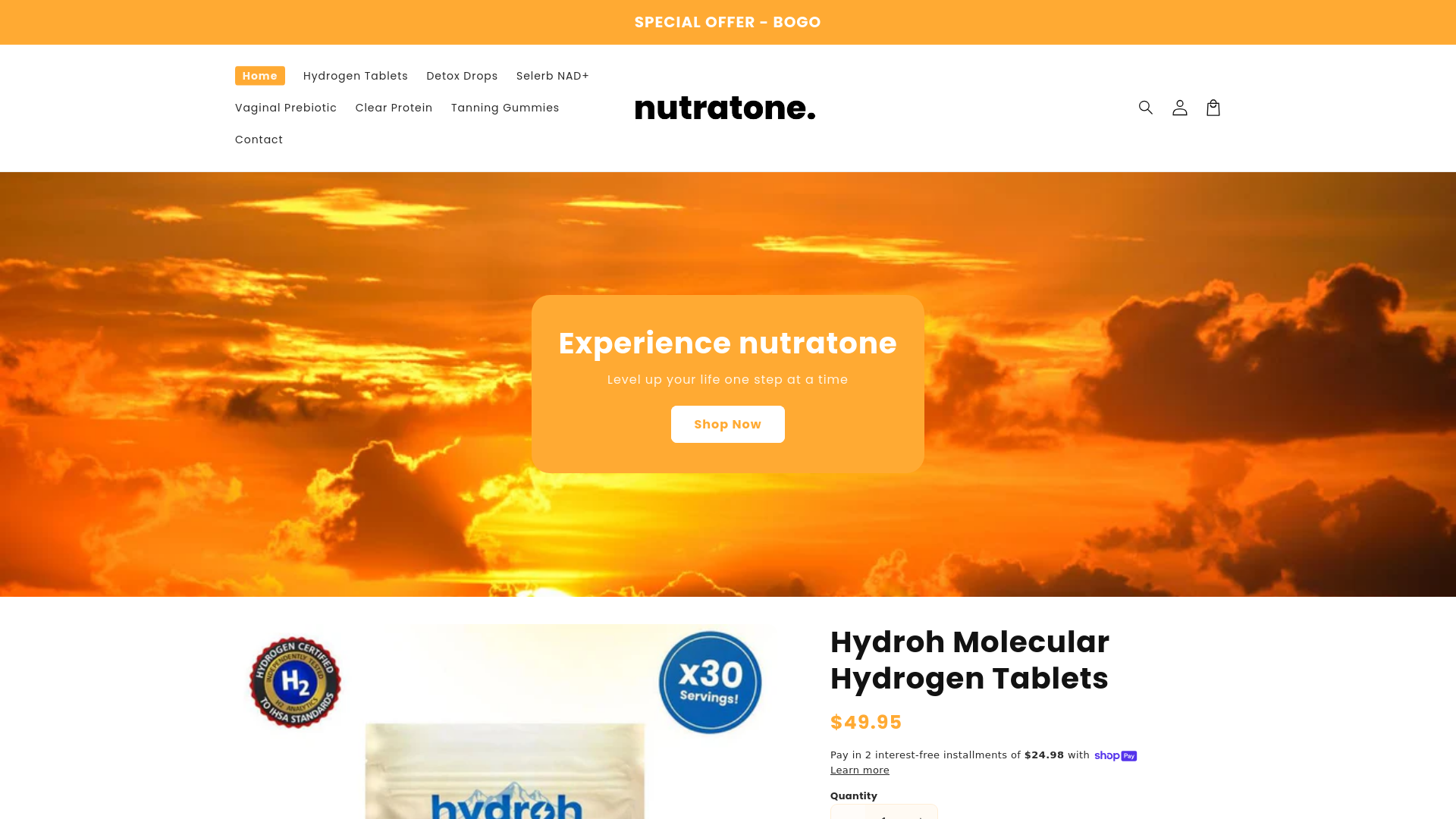 website screenshot of https://trynutratoneco.com/