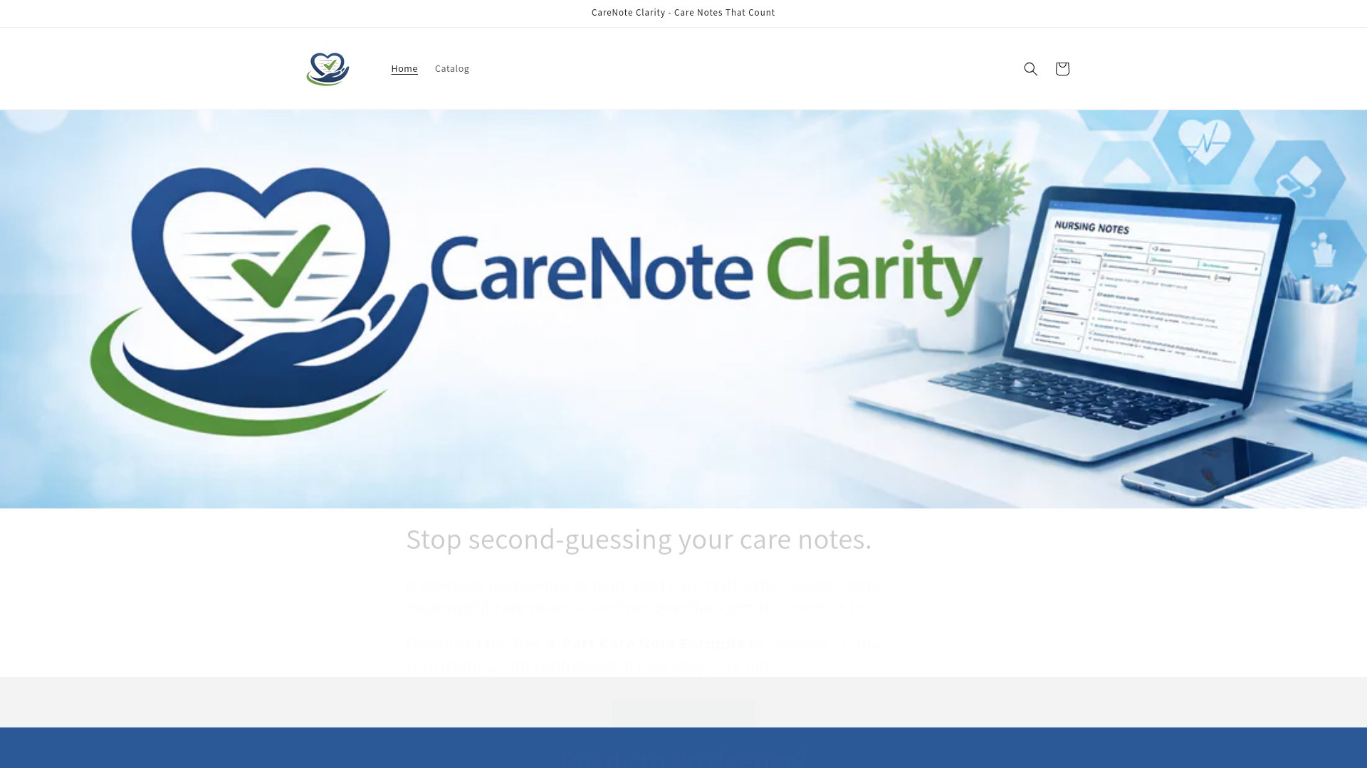 website screenshot of https://carenoteclarity.online/