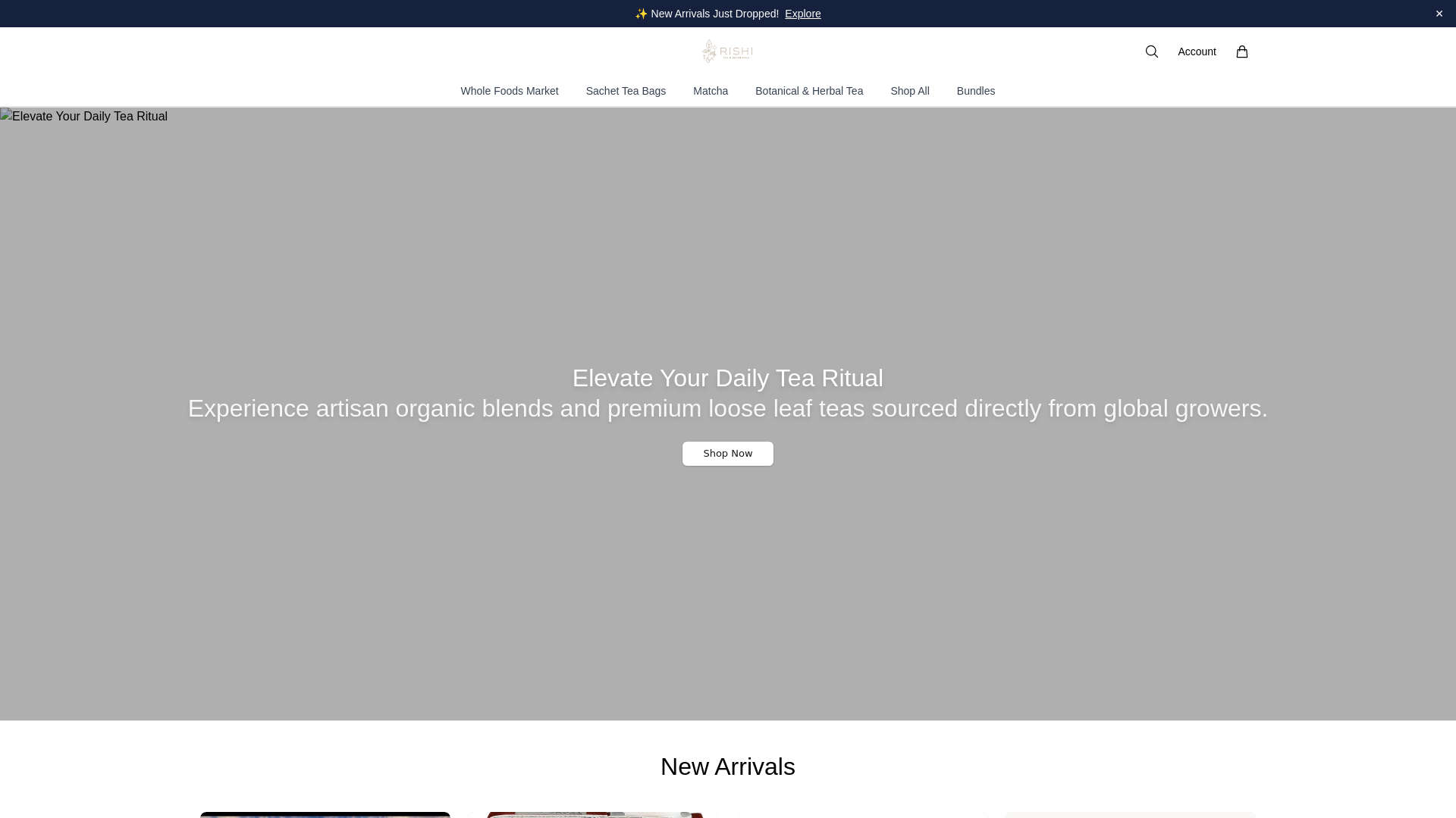 website screenshot of https://rishiteaofficial.shop/