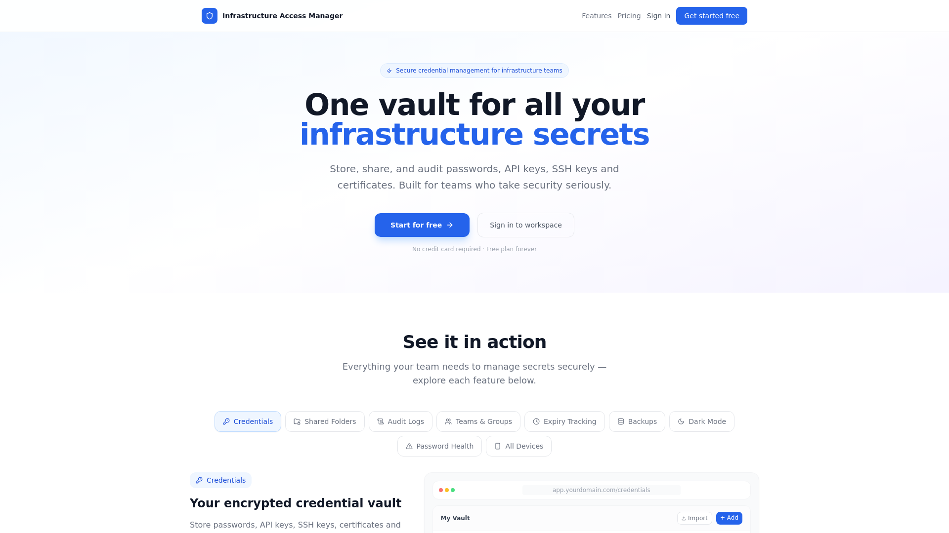website screenshot of https://infra-access-manager.pages.dev/