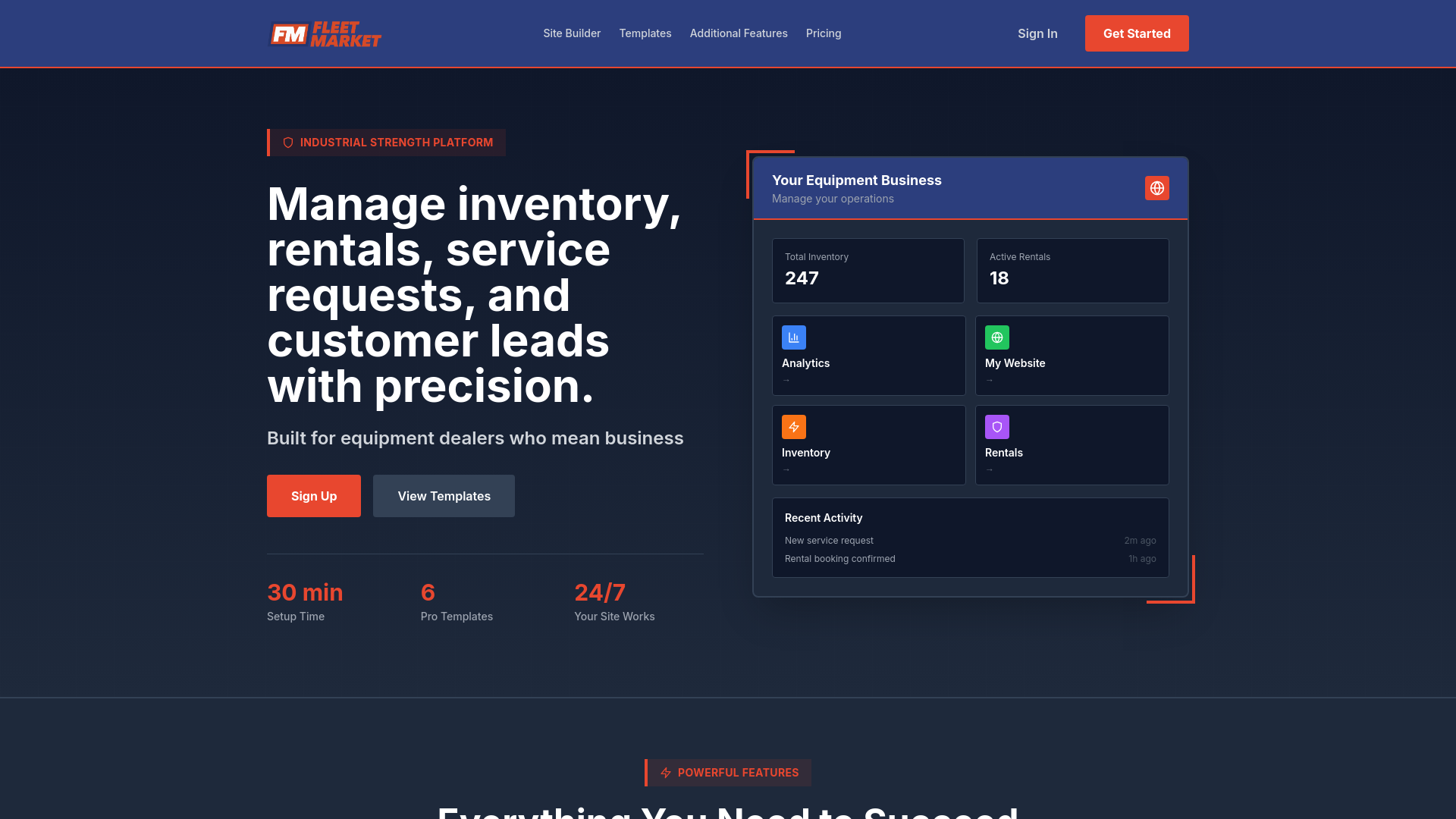 website screenshot of https://usafleetmarket.com