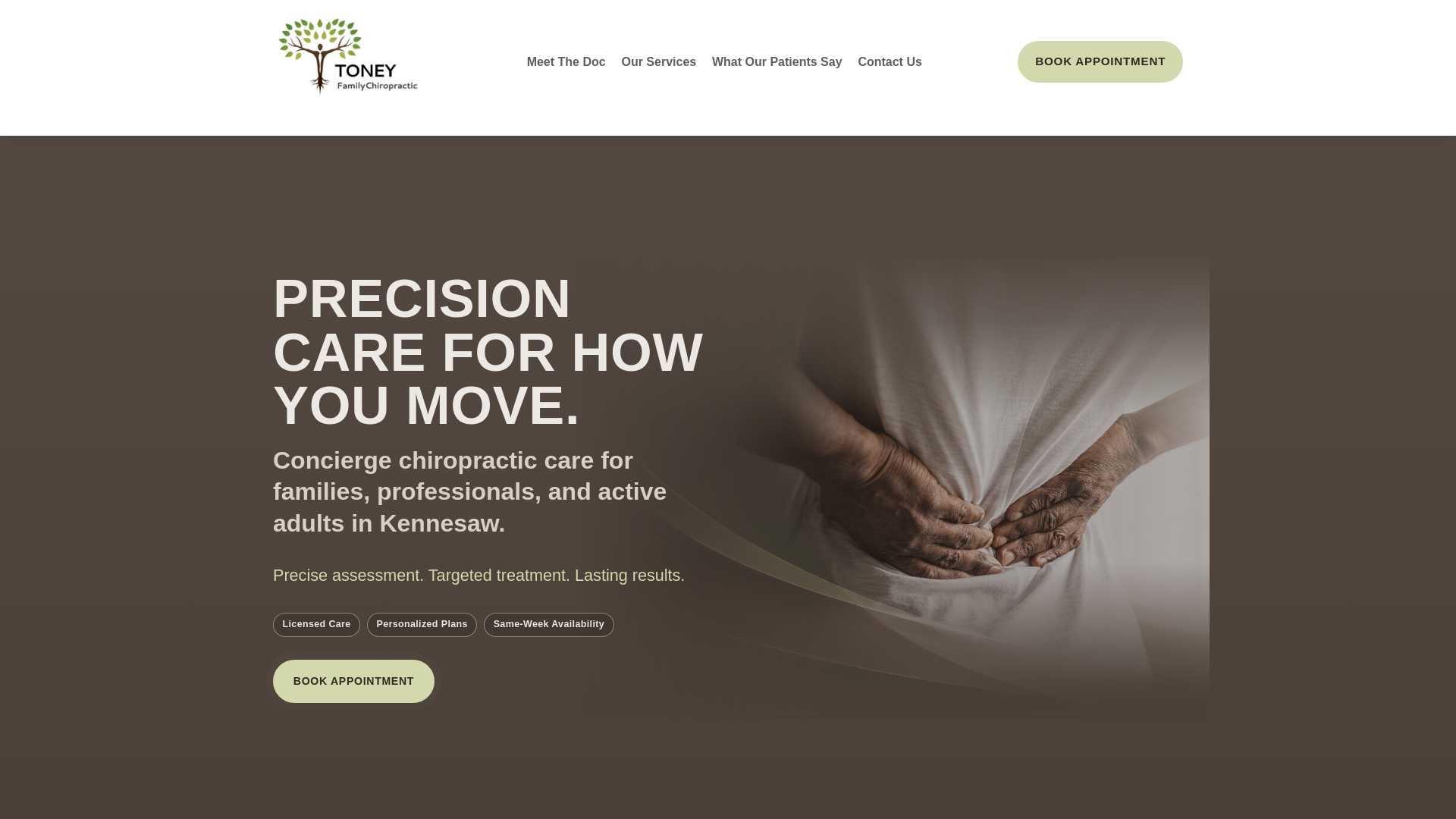 website screenshot of https://toneyfamilychiropractic.com/
