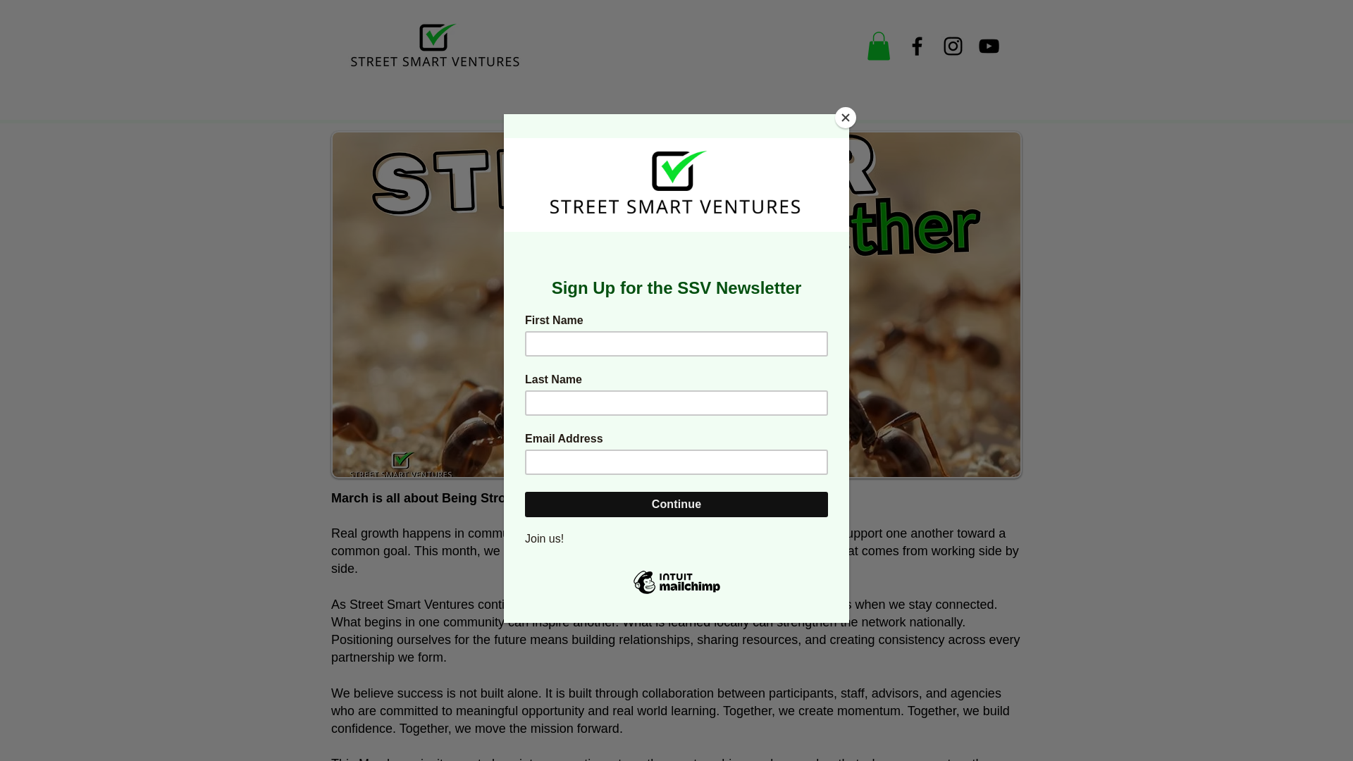 website screenshot of https://streetsmartventures.org