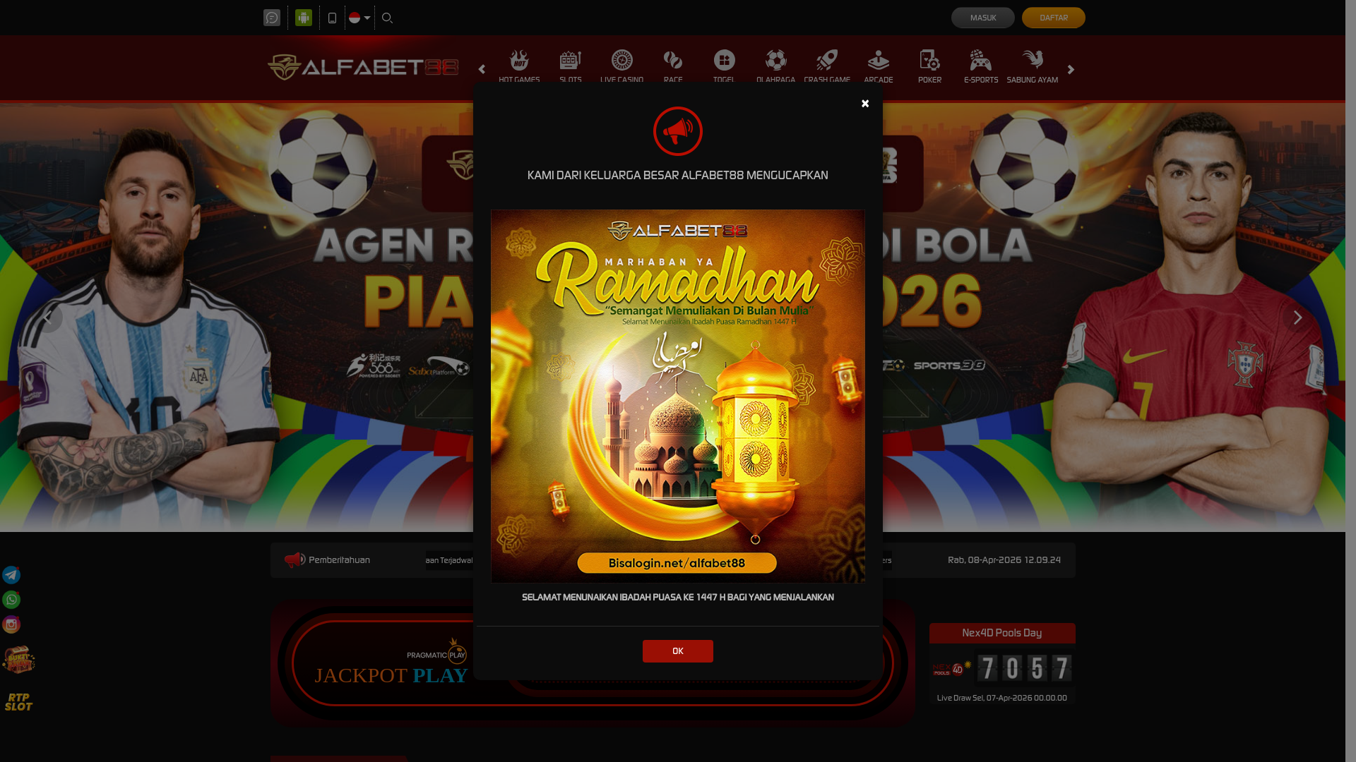 website screenshot of https://alfabet88.poker