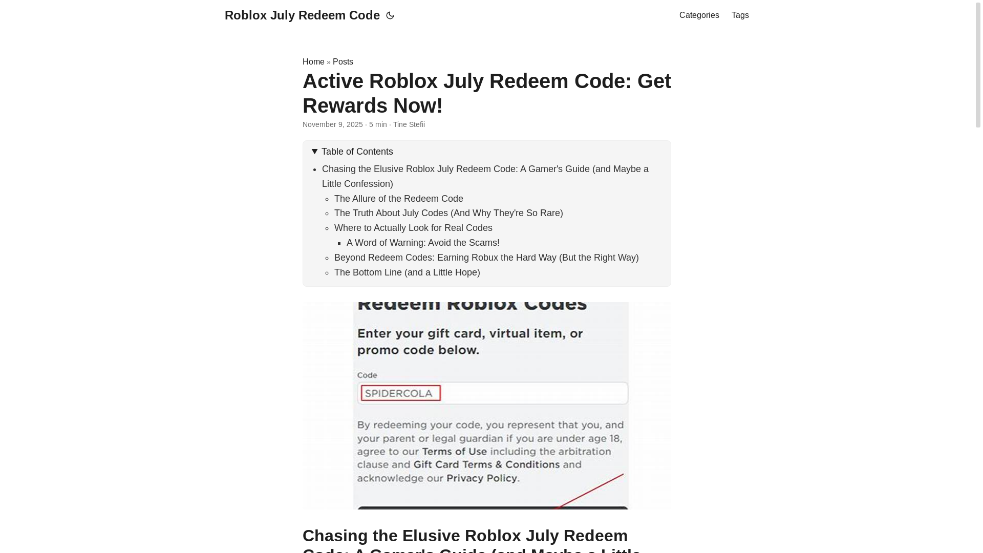 website screenshot of https://roblox-july-redeem-code.pages.dev/