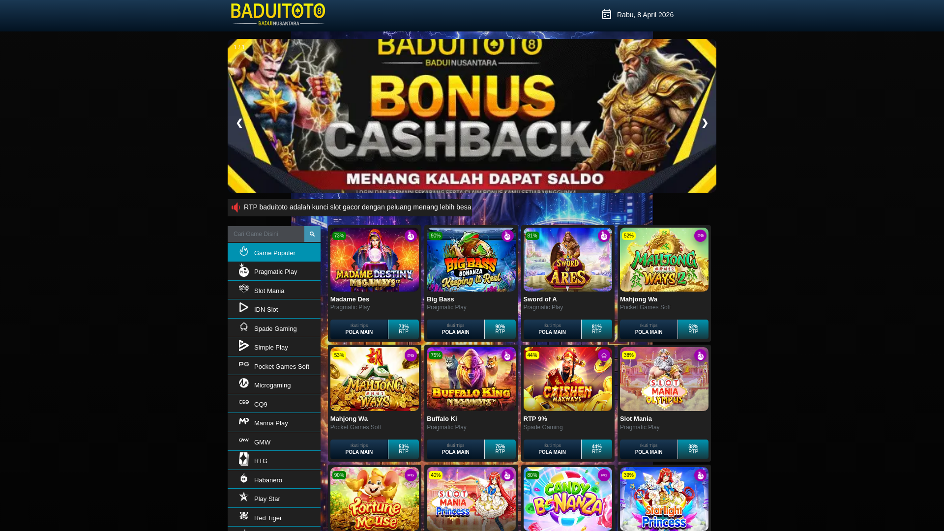 website screenshot of https://baduitoto-rtp.click/