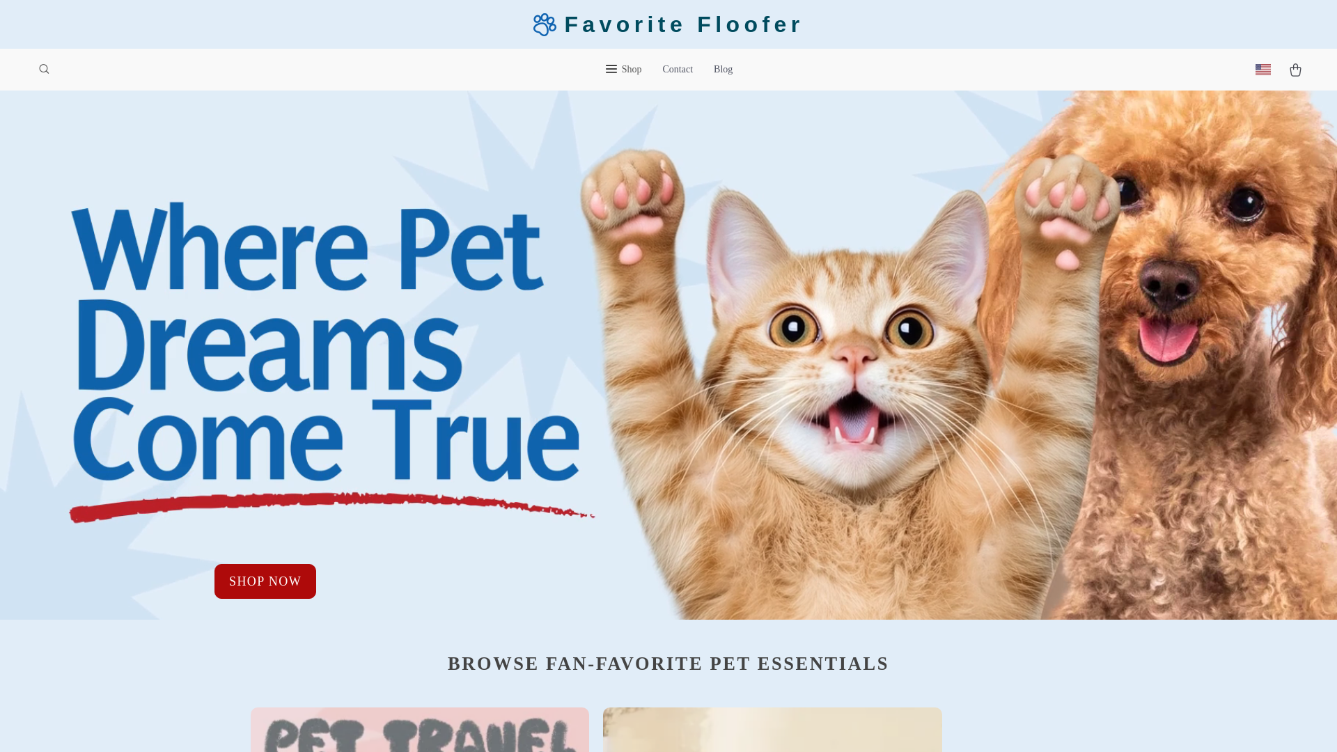 website screenshot of https://favoritefloofer.shop/