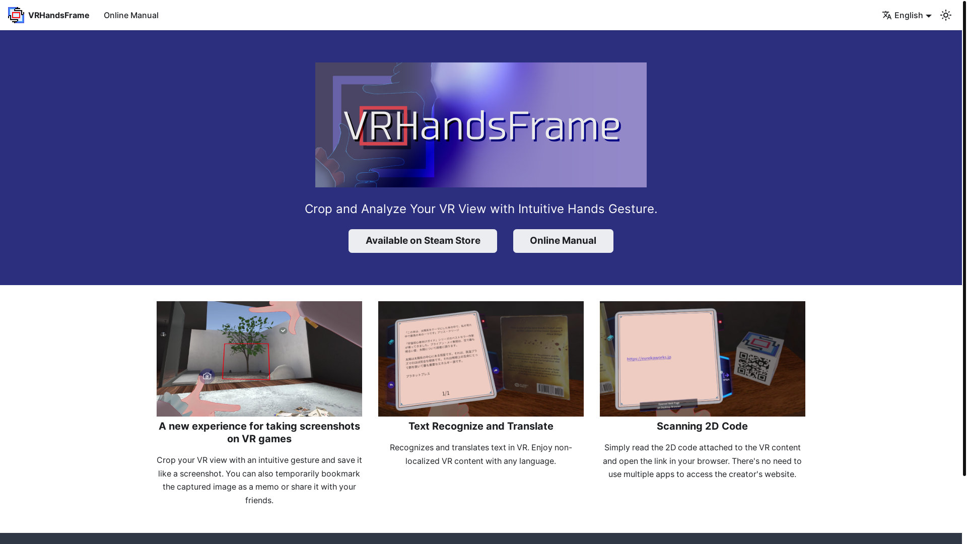 website screenshot of https://vrhandsframe.pages.dev/