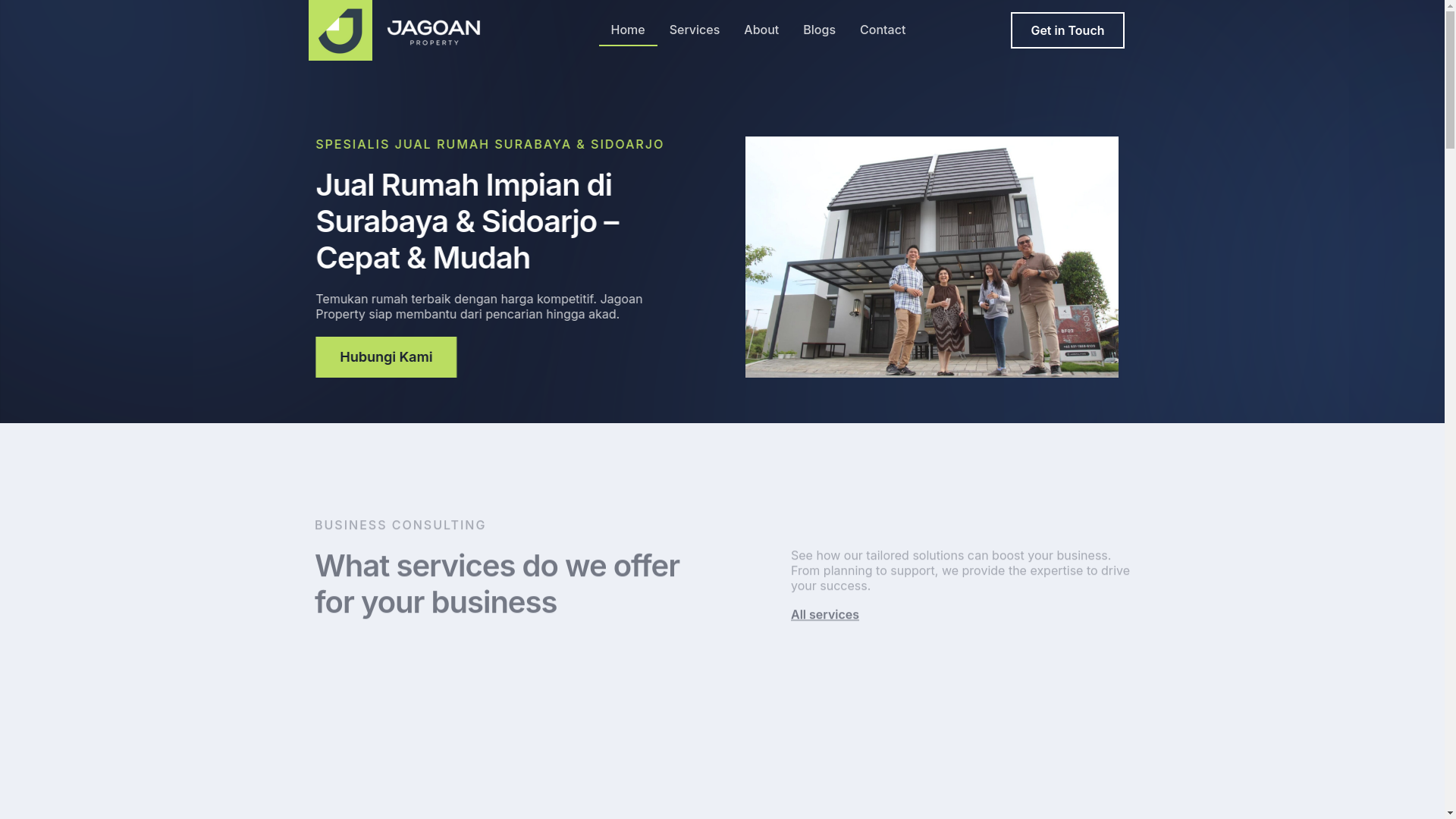 website screenshot of https://jagoanproperty.web.id/