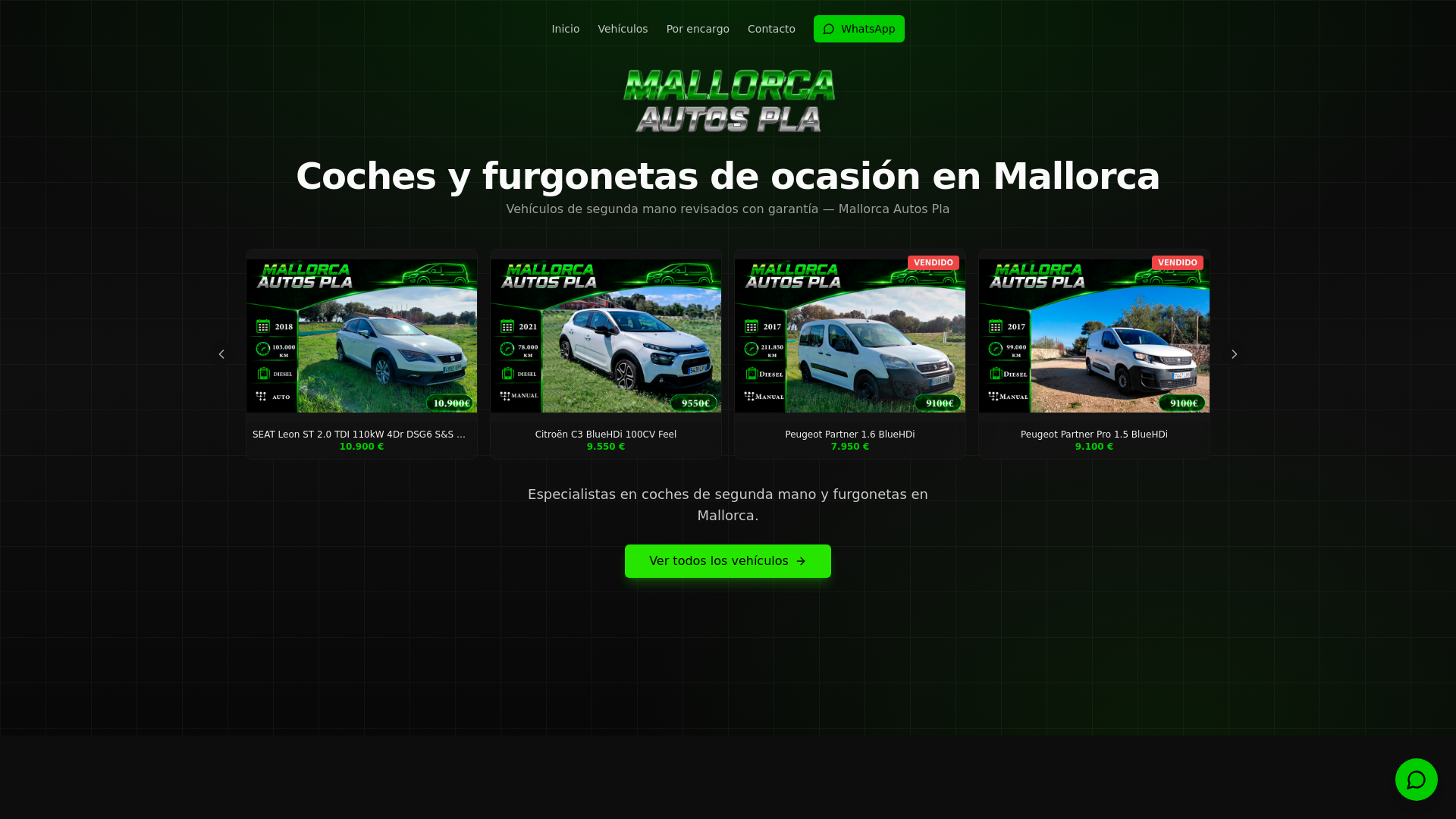 website screenshot of https://mallorcaautospla.com