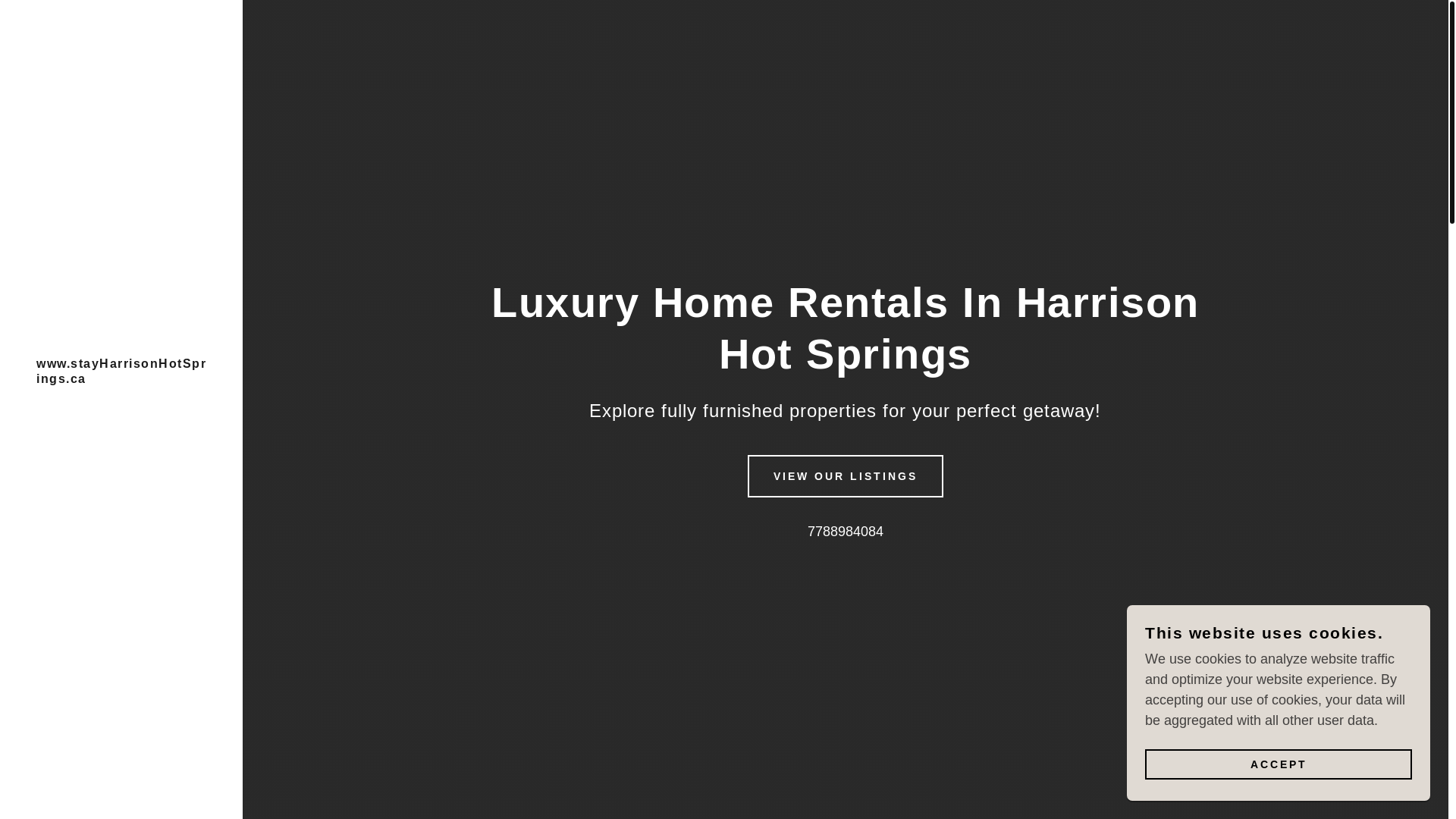 website screenshot of https://stayharrisonhotsprings.ca/