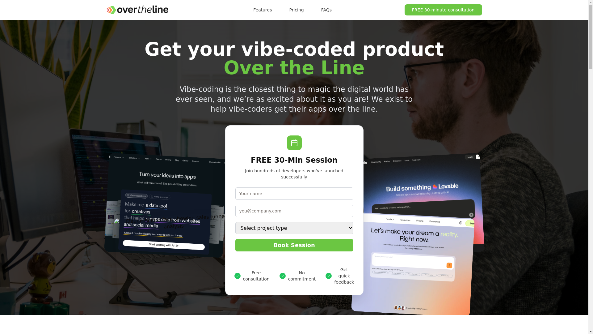 website screenshot of https://overtheline.ai/