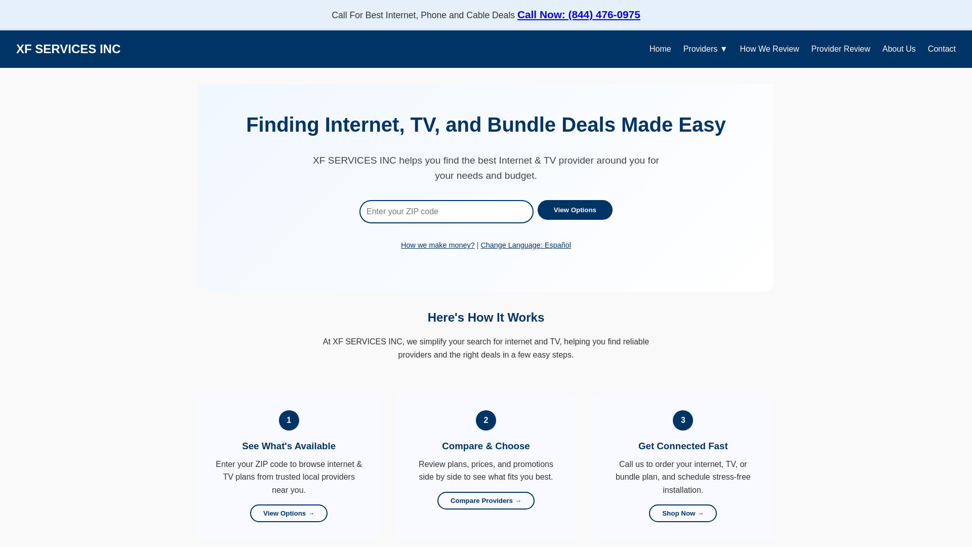 website screenshot of https://xfservicesinc.com