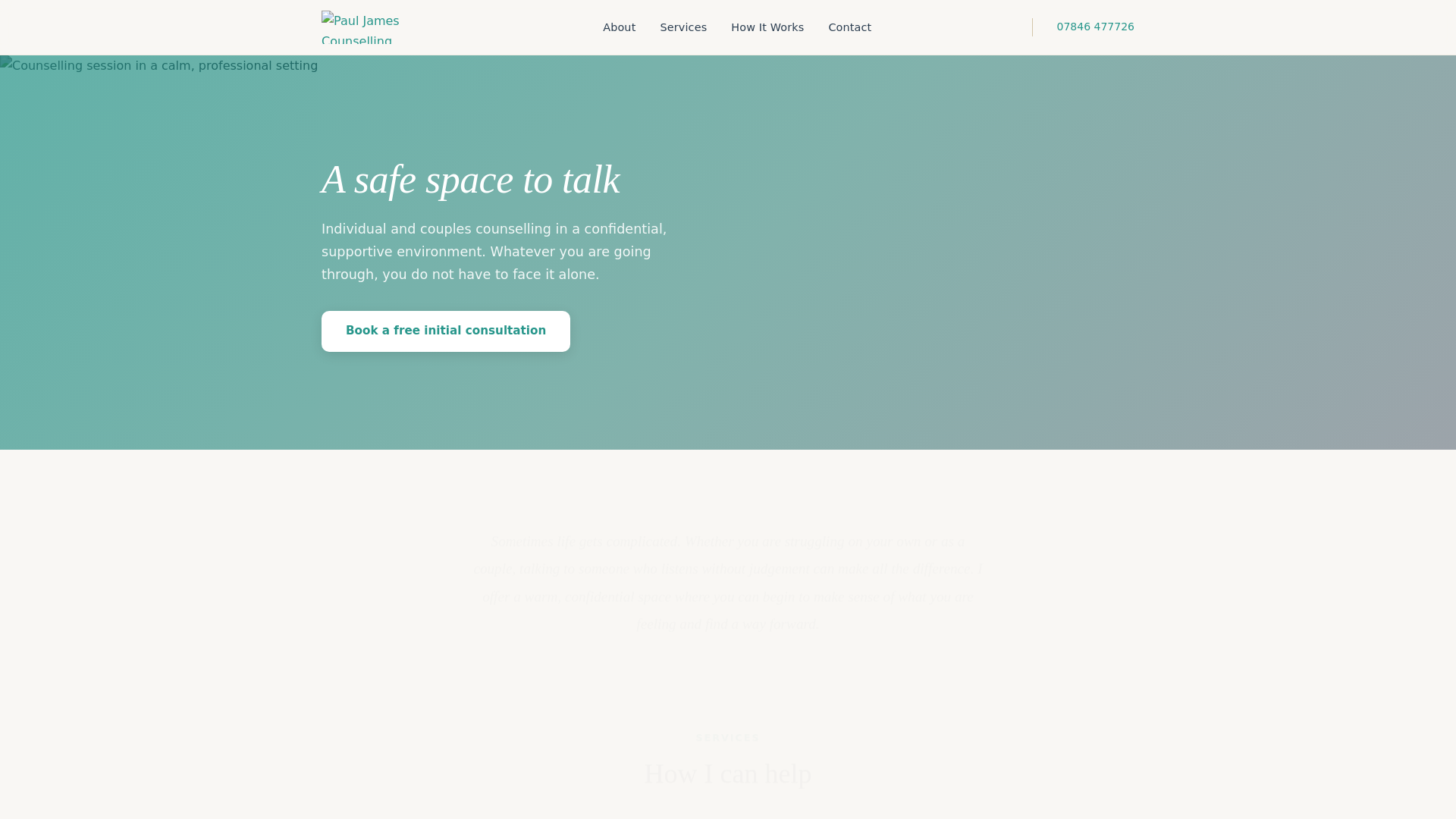 website screenshot of https://paul-james-counselling.pages.dev/