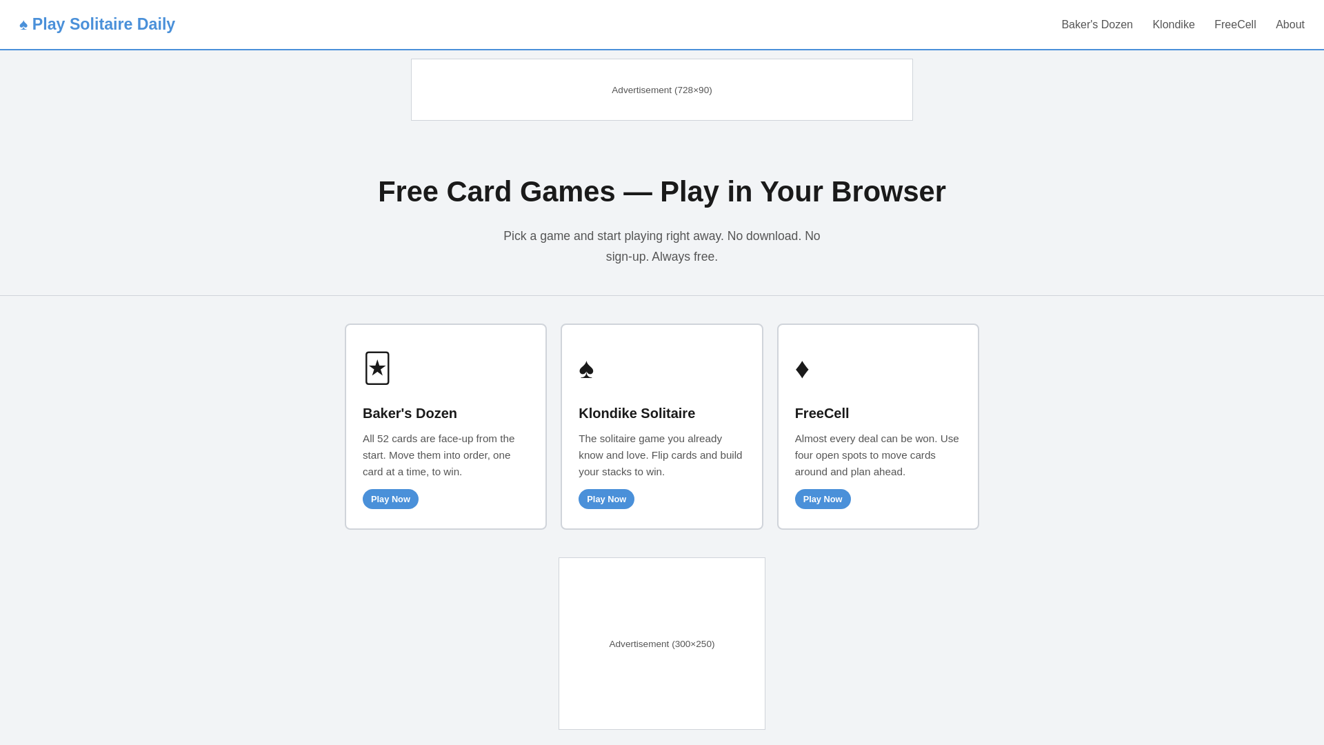 website screenshot of https://playsolitairedaily.com/