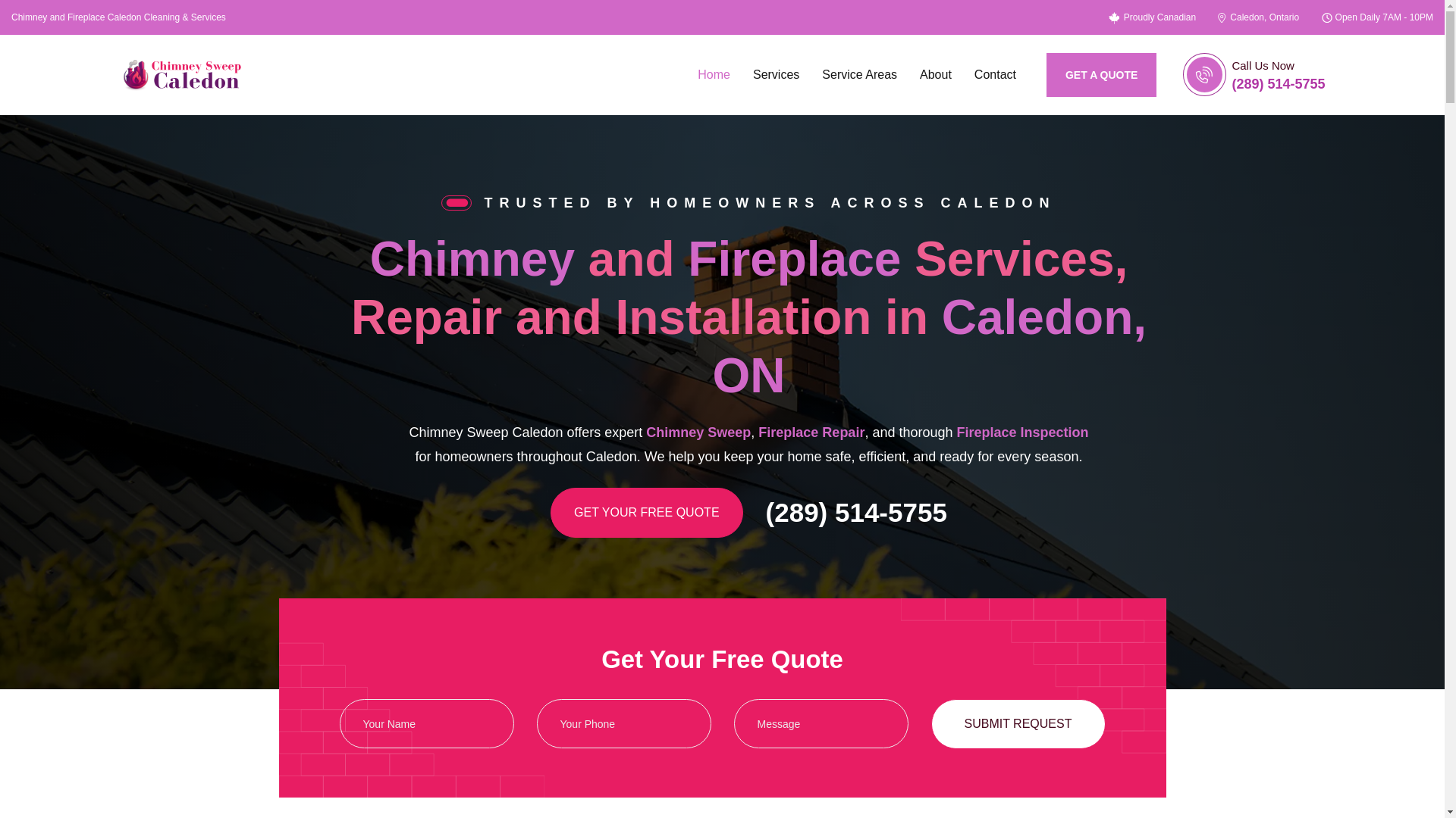 website screenshot of https://chimneysweepcaledon.ca/
