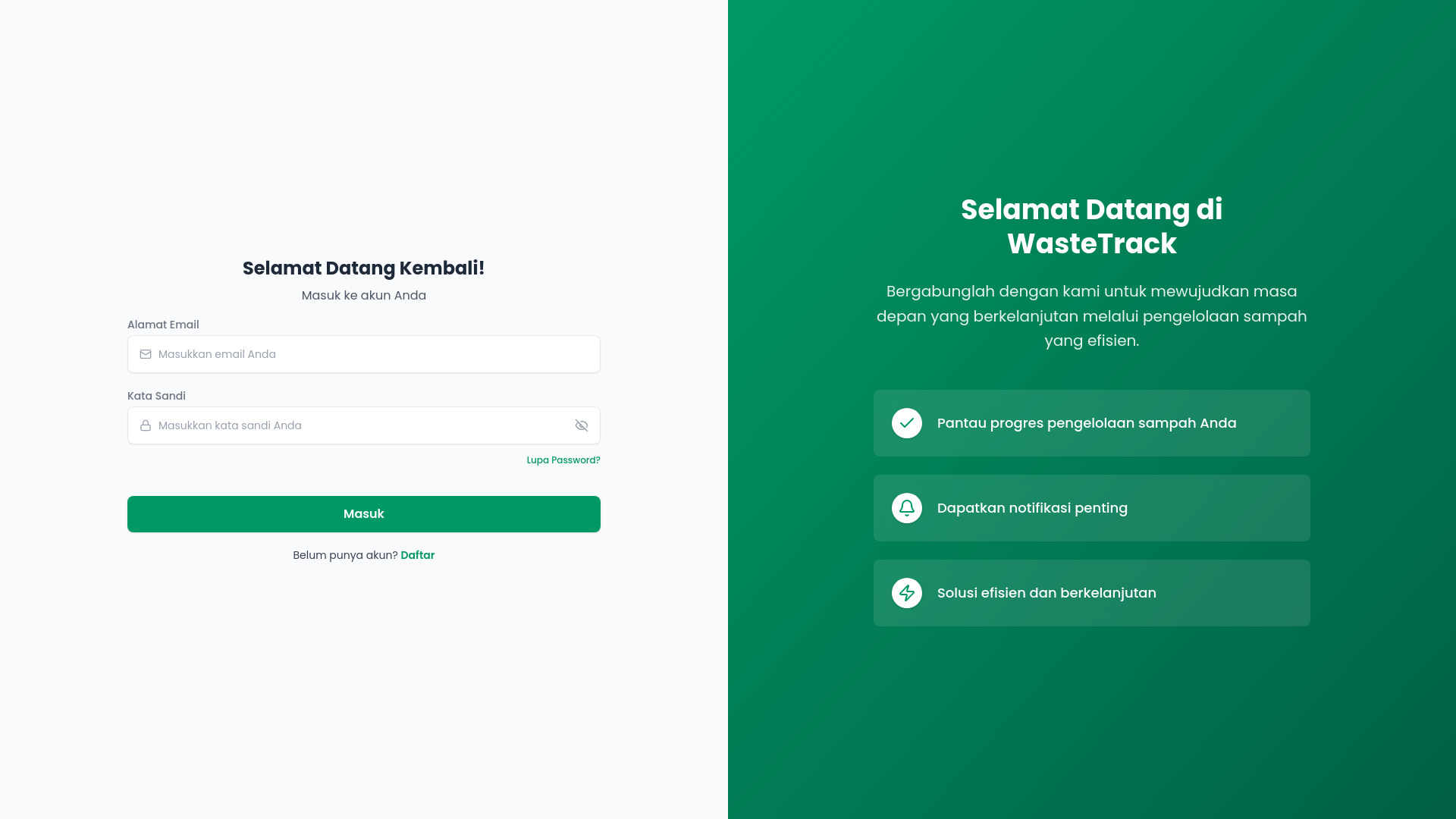 website screenshot of https://wastetrack-frontend.pages.dev/