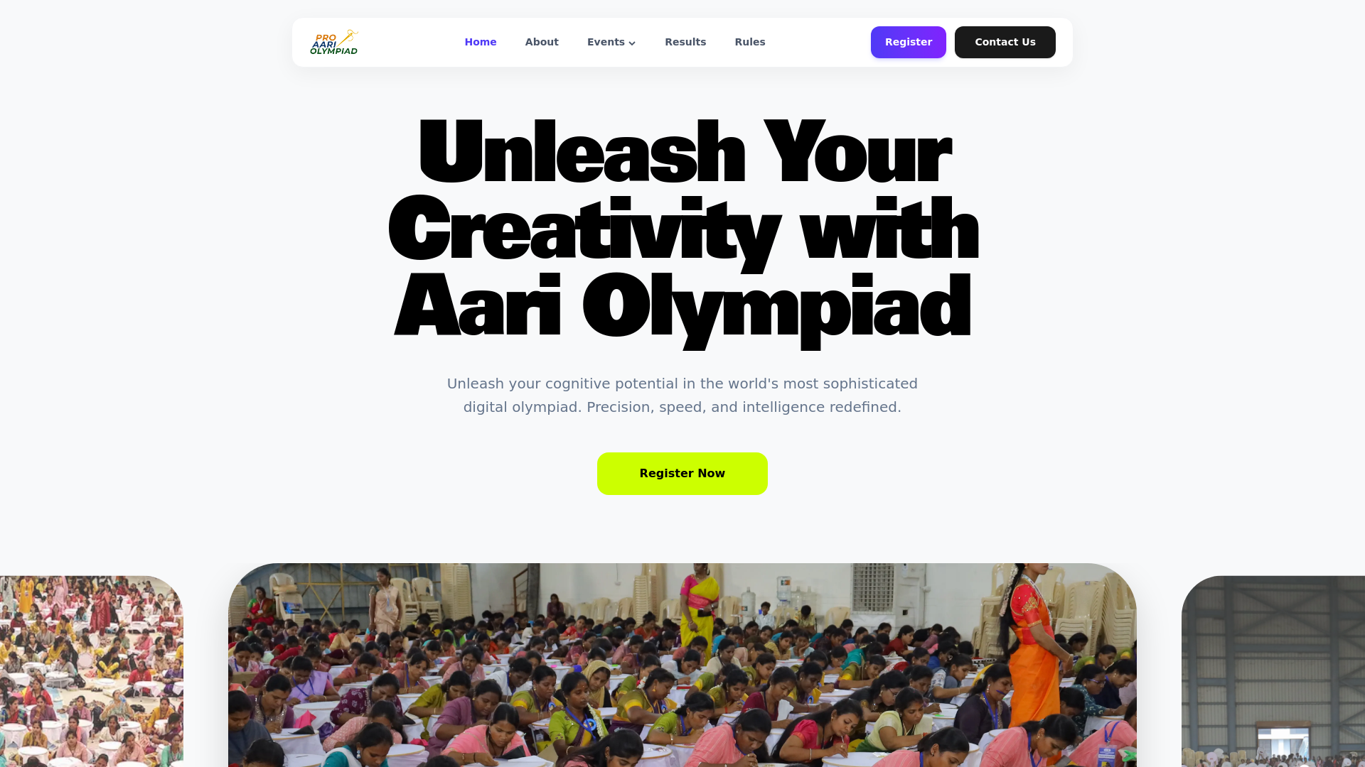 website screenshot of https://proaariolympiad.com/