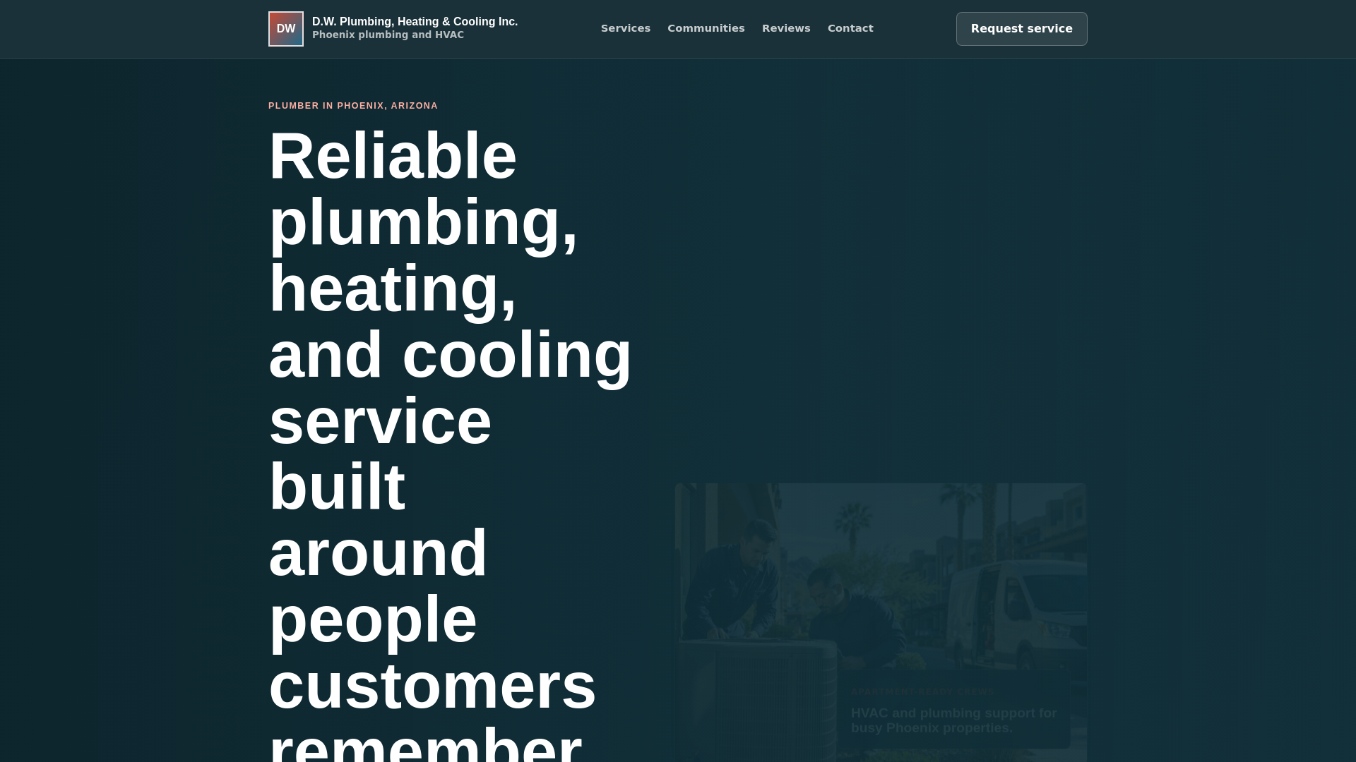 website screenshot of https://dw-plumbing-demo.pages.dev/