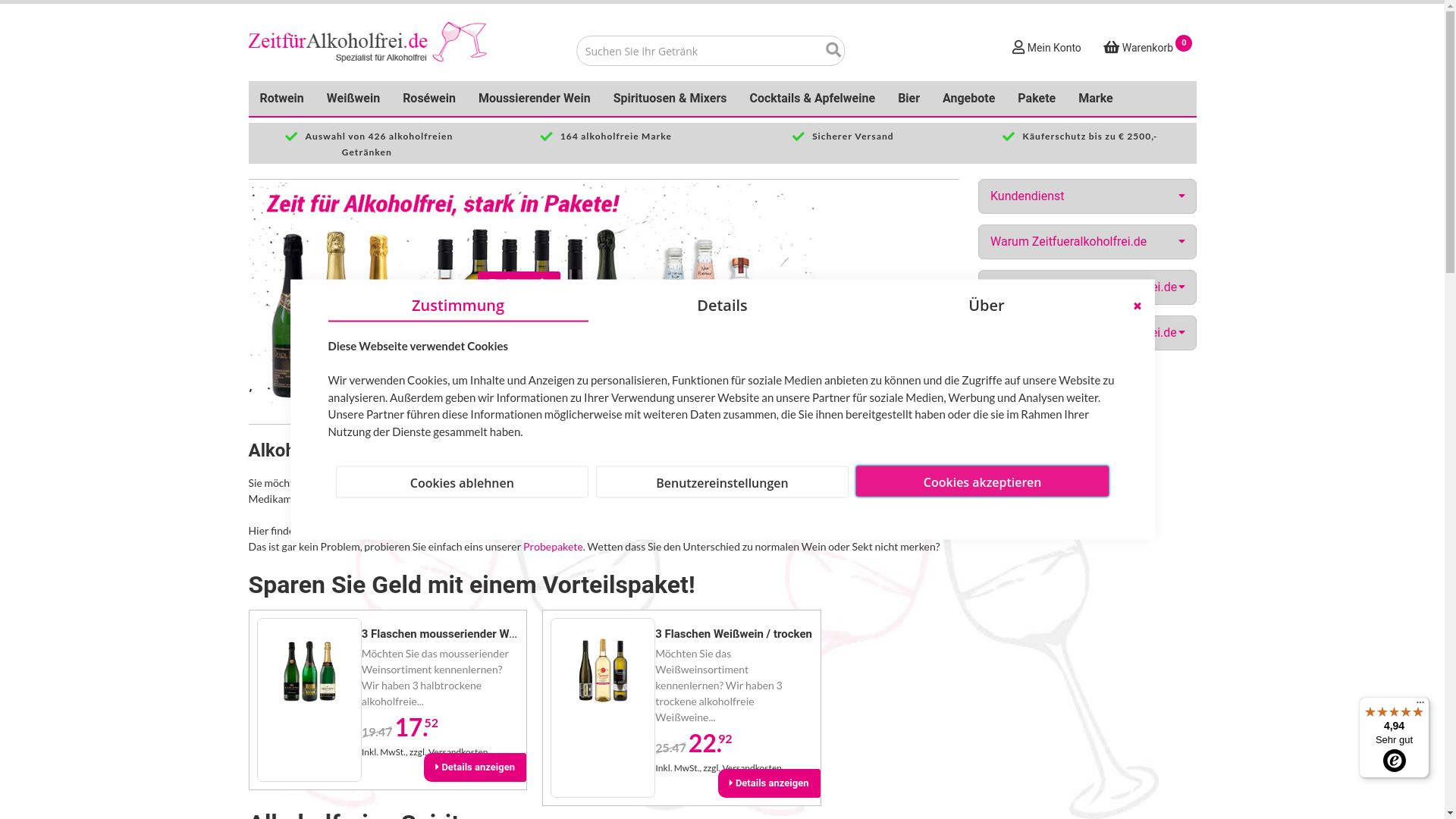 website screenshot of http://www.zeitfueralkoholfrei.de/