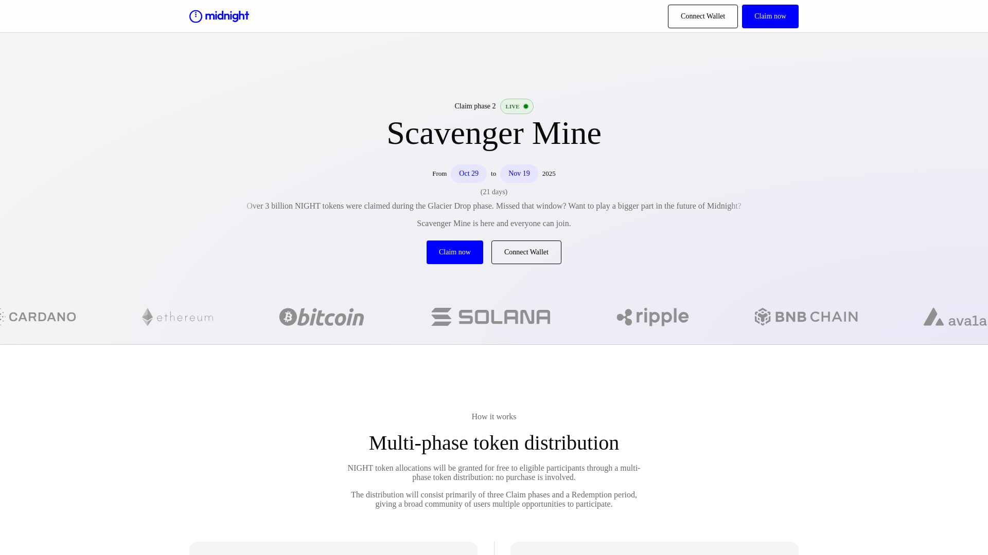 website screenshot of https://midnightdrops.live